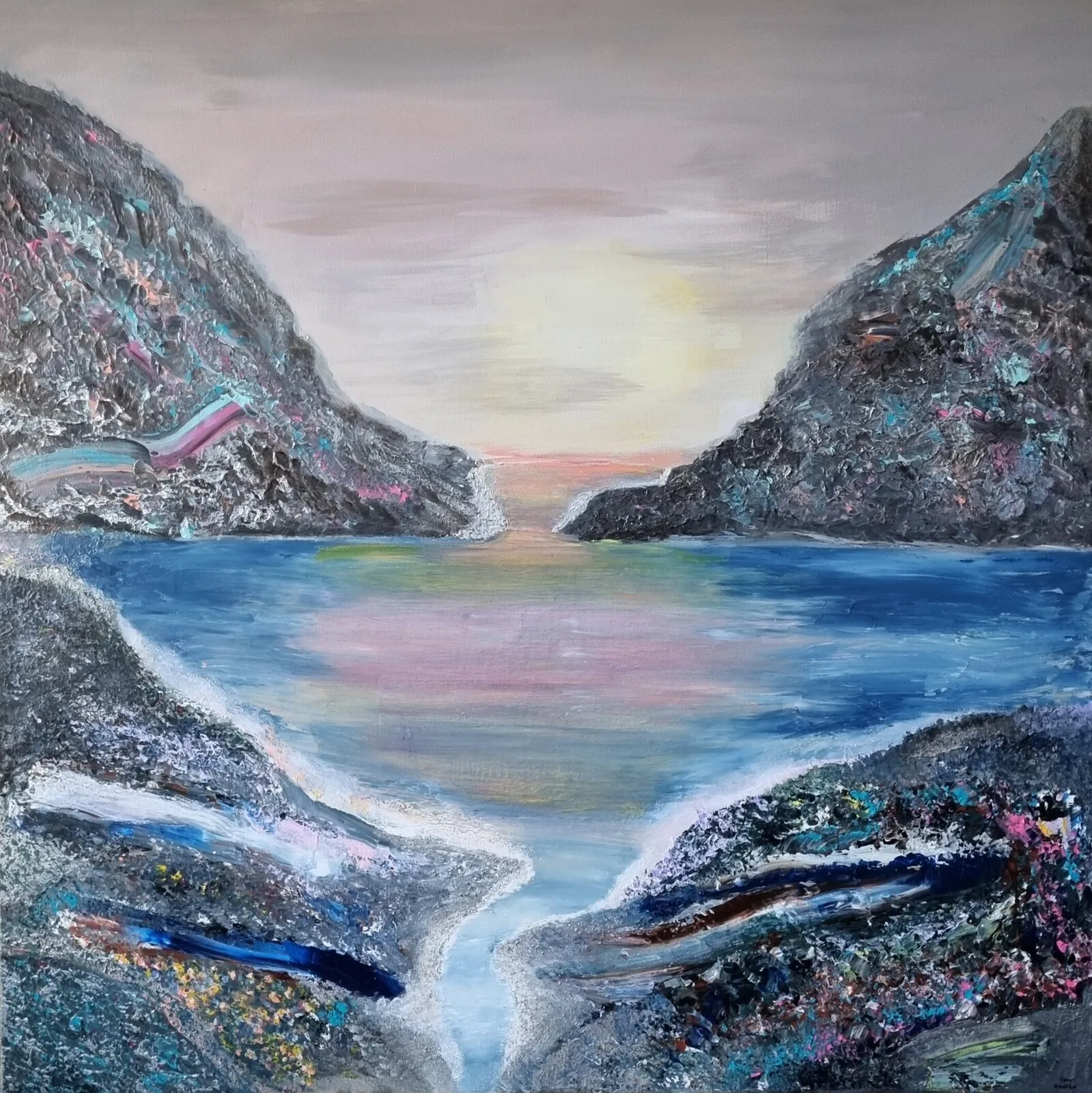 Akrylmålning Sunset bay av Emma Brunnander