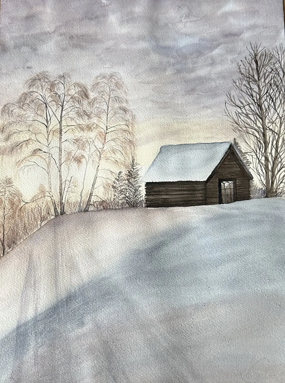 Akvarell Frost ljus av Kristina Silwer