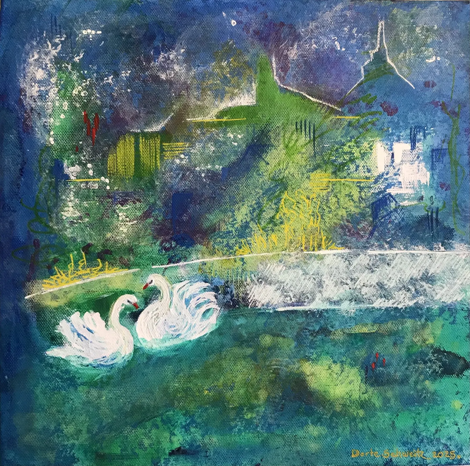 Akrylmålning ”Blue Sea”. av Dorte Schweitz