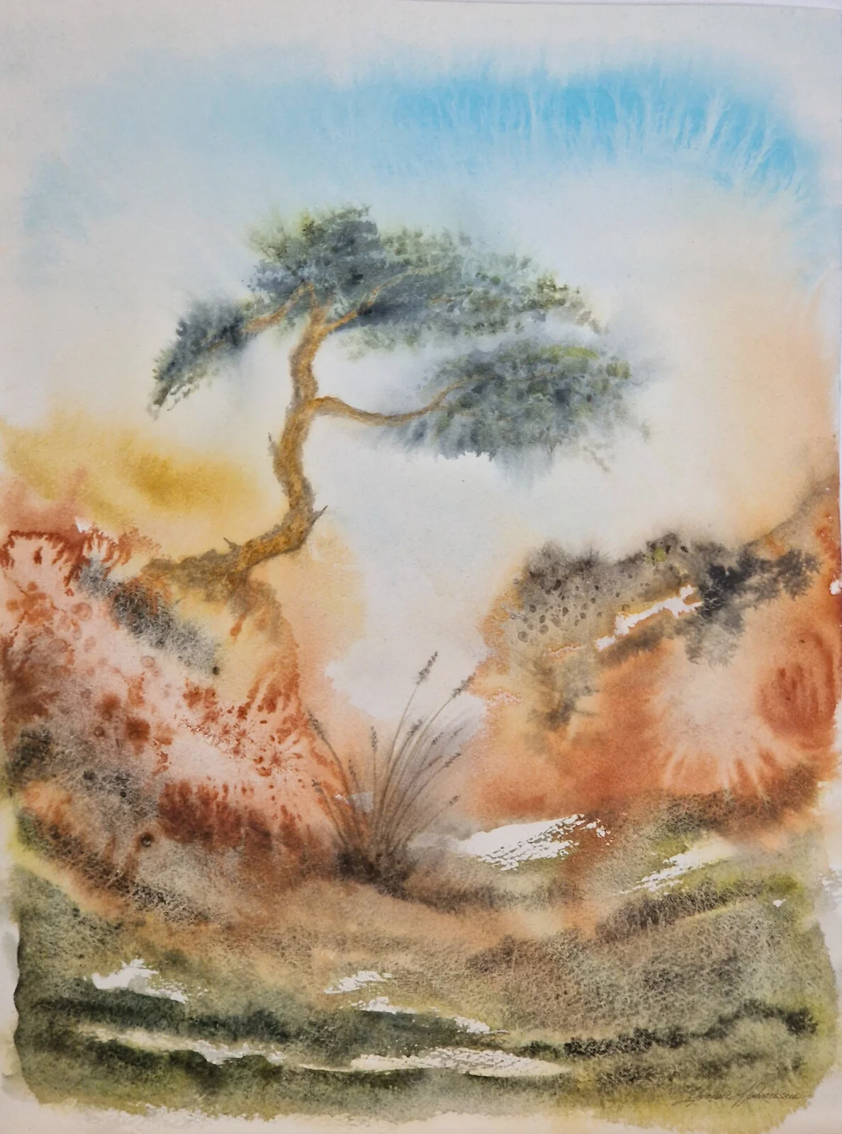 Akvarell Änglamark av Yvonne Halvarsson