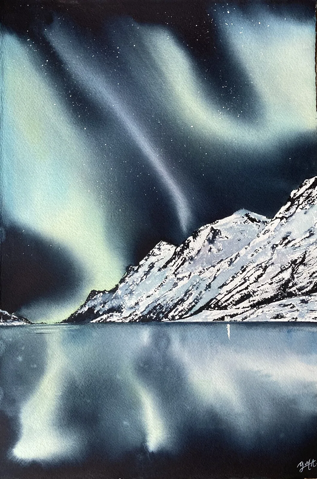 Akvarell Aurora Borealis V av Gabriela Mayoral