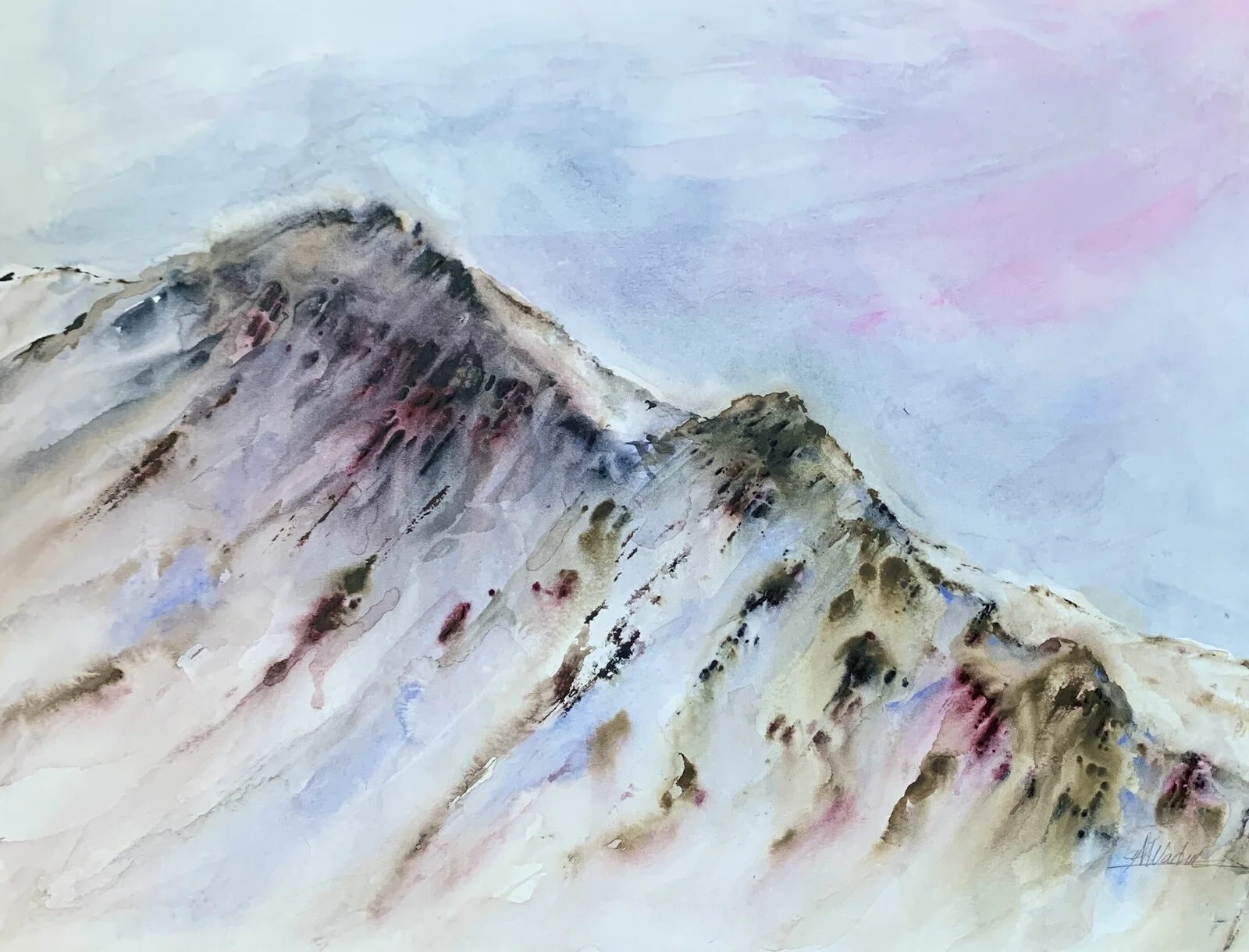 Akvarell The pink hour. av Annelie Wadin