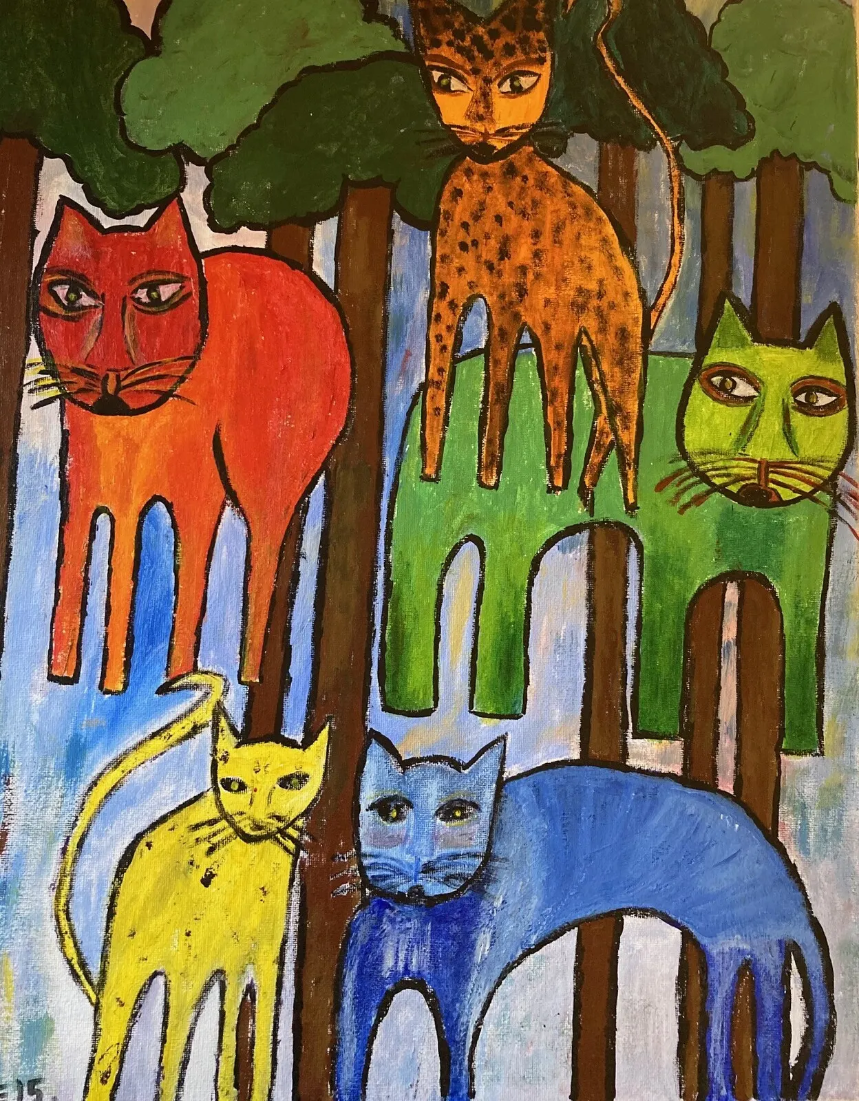 Akrylmålning HAPPY ANIMALS AV Lisbeth Ericsson av Lisbeth Ericsson