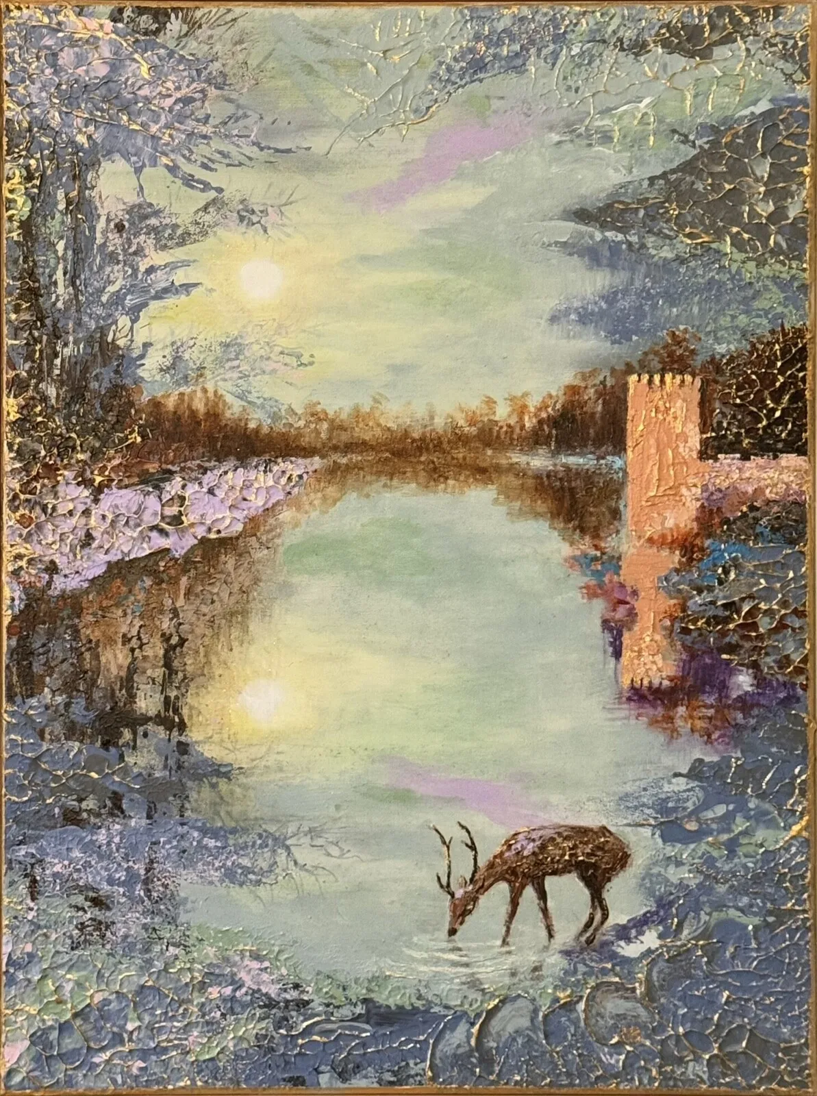 Akrylmålning Purple deer av Nina Björk