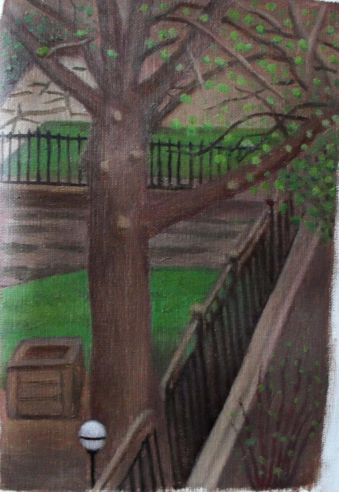 Oljemålning Parkutsikt av Johan Wanglert