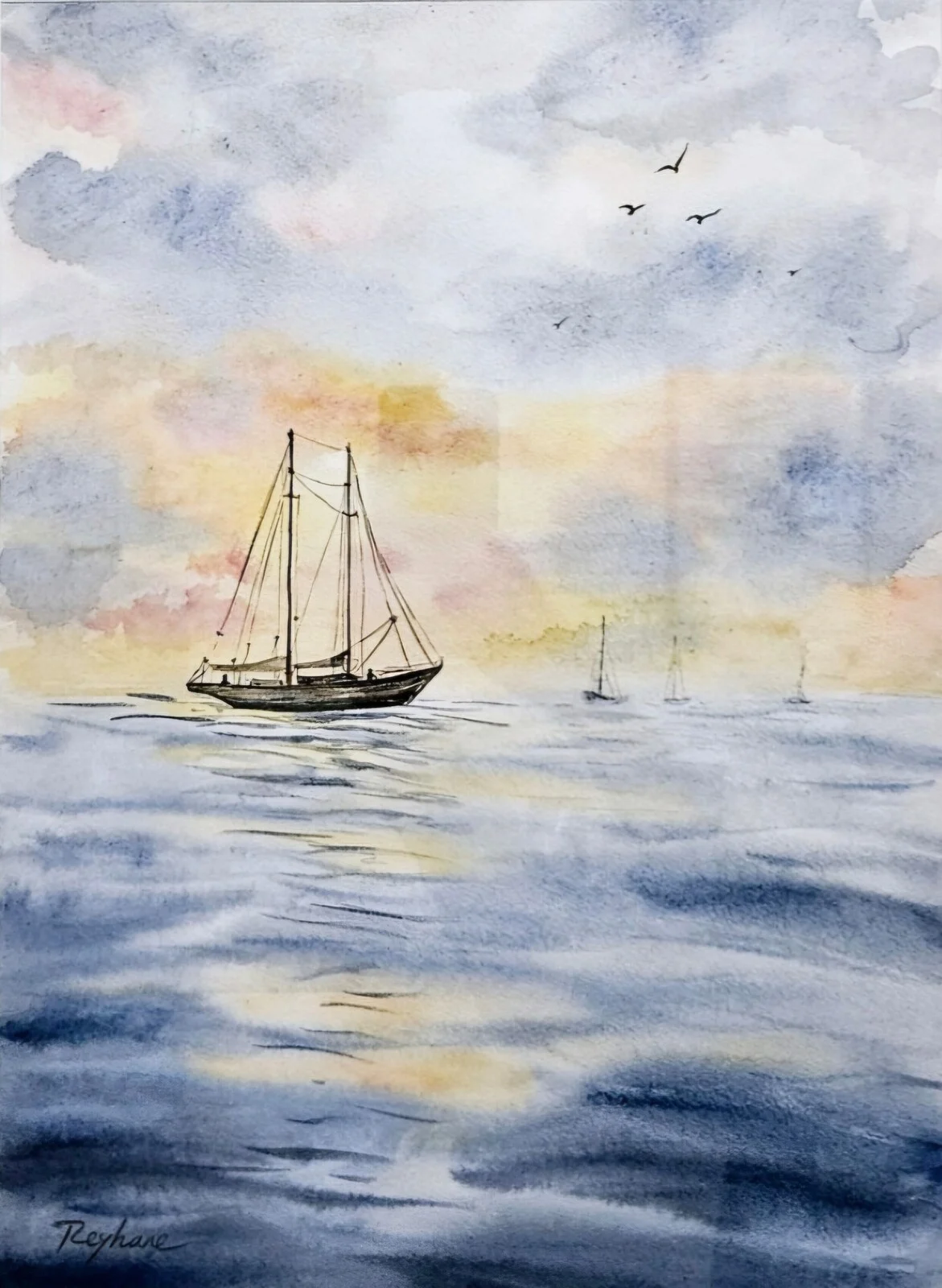 Akvarell Hidden oceans av Reyhaneh Kazemi