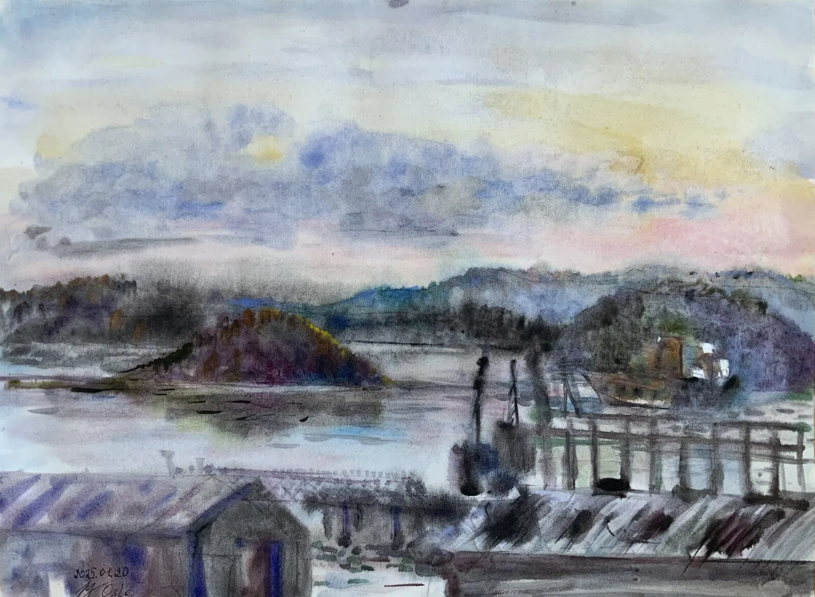 Akvarell Oslo. Fjords av Elena Ilicheva
