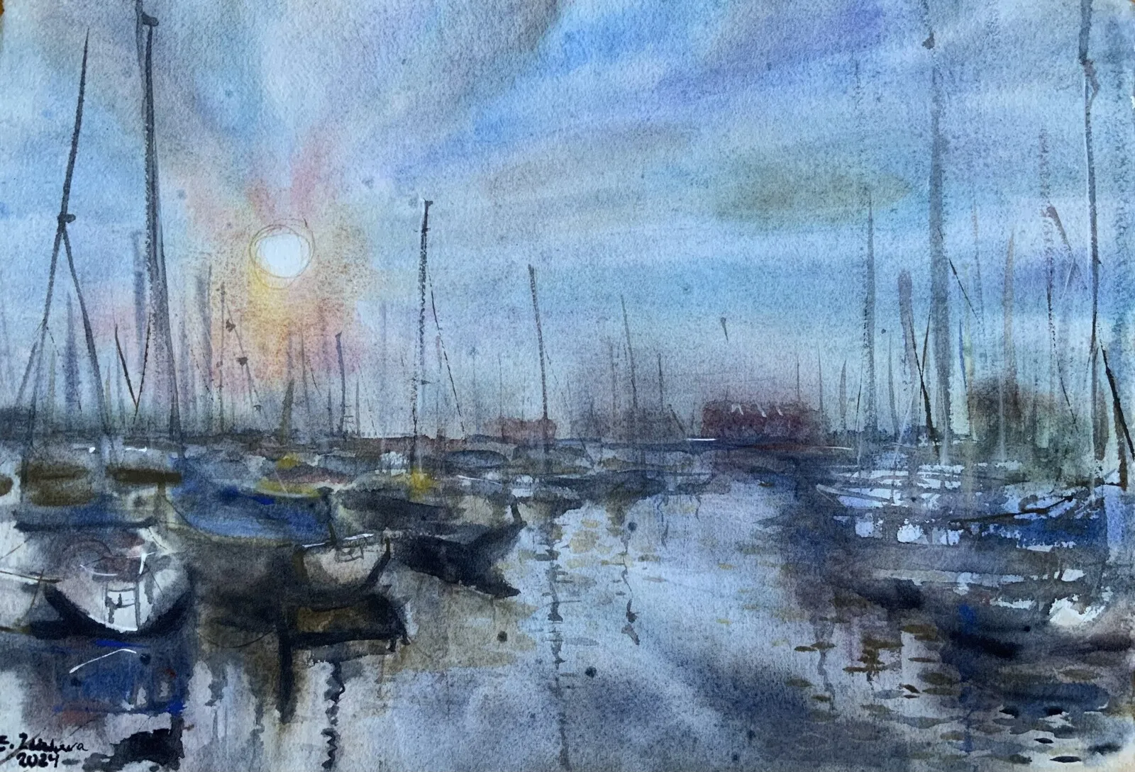 Akvarell Grand port suédois av Elena Ilicheva