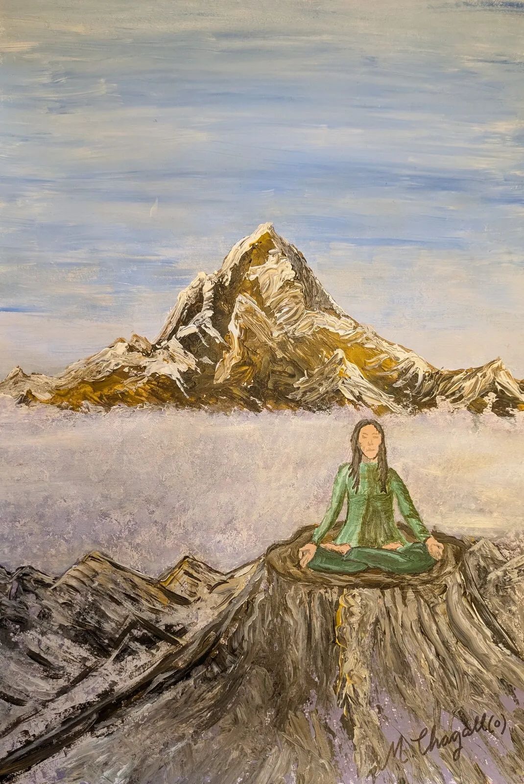 Akrylmålning Bergsmeditation av Marianne Chagallo
