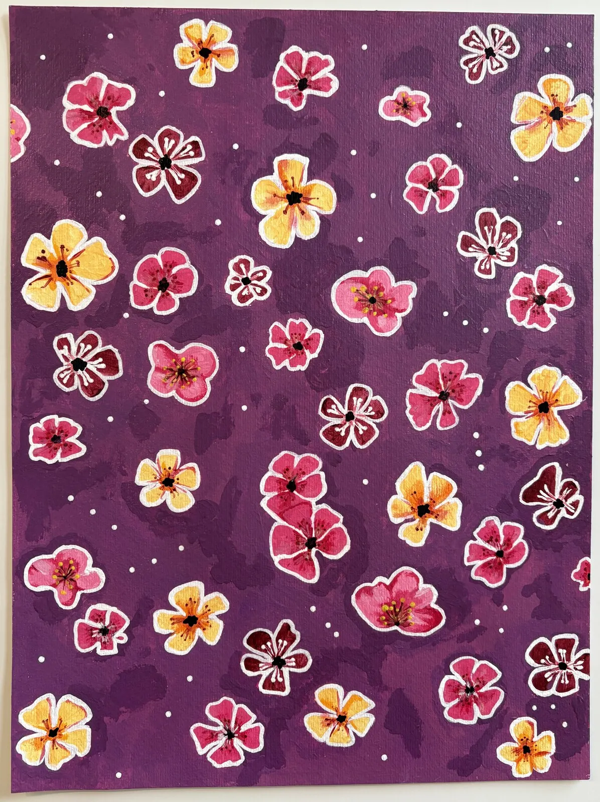 Akrylmålning Flower mess av Elin Arvidsson
