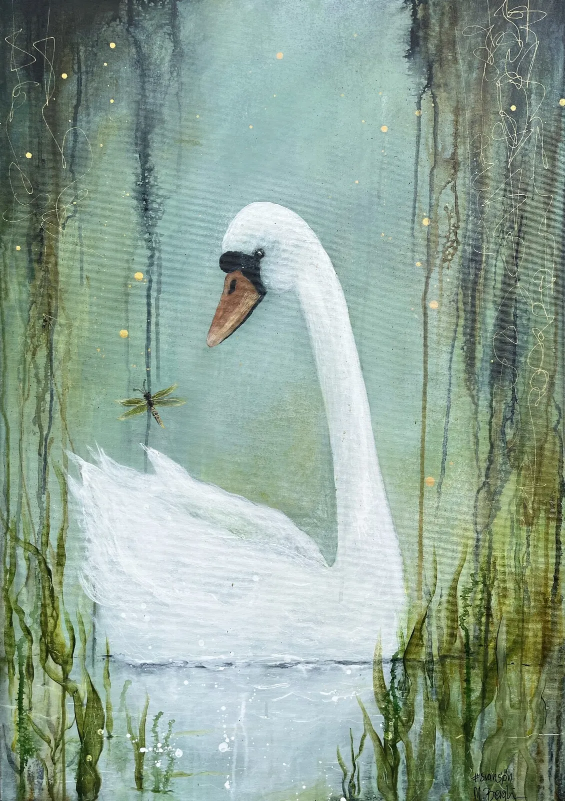 Akrylmålning Svansjön av Monica Berglin