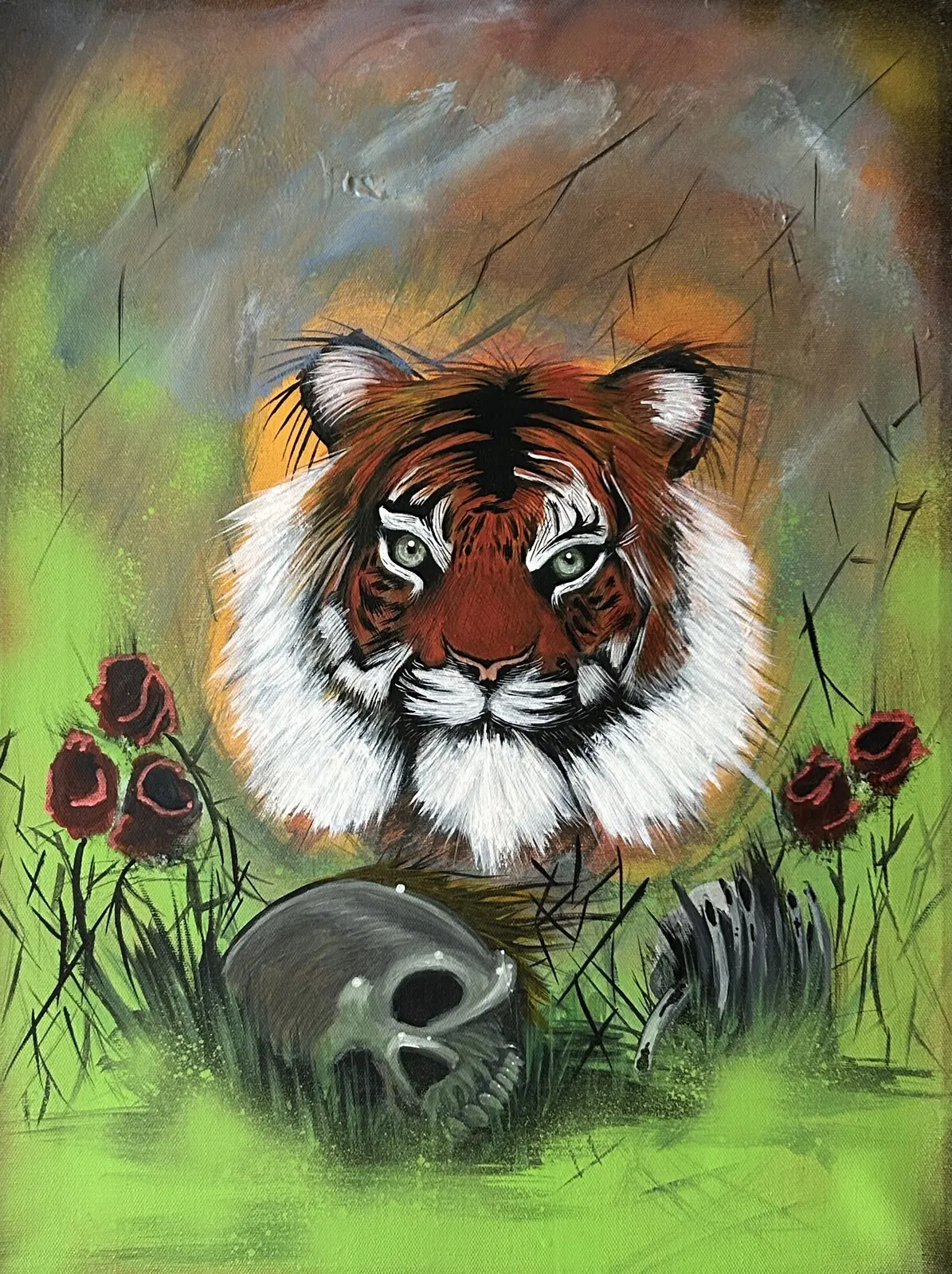 Akrylmålning Man and beast av Peter Grönberg