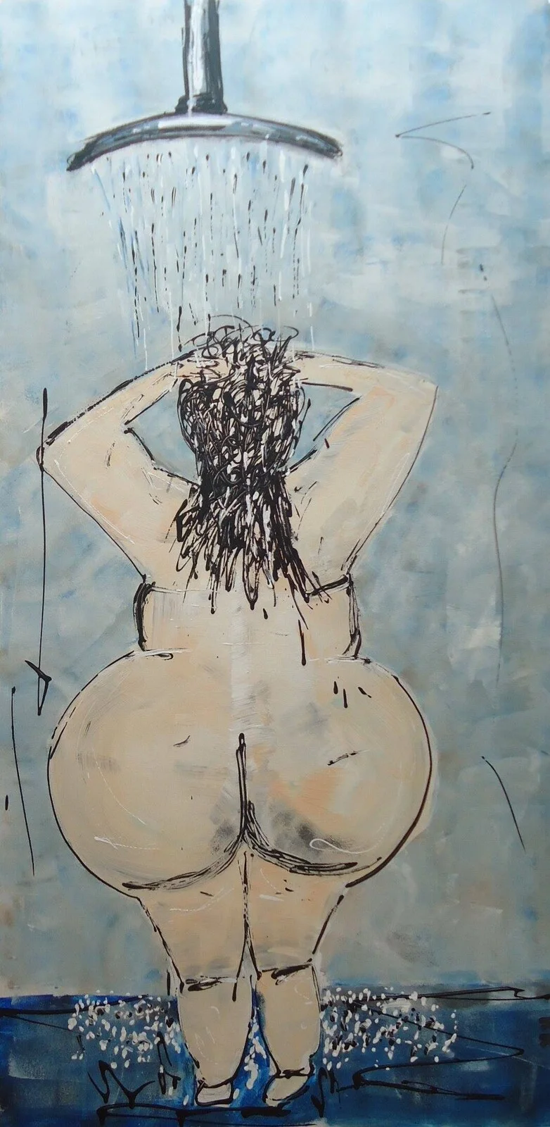 Akrylmålning Shower Woman av Roland Rongen