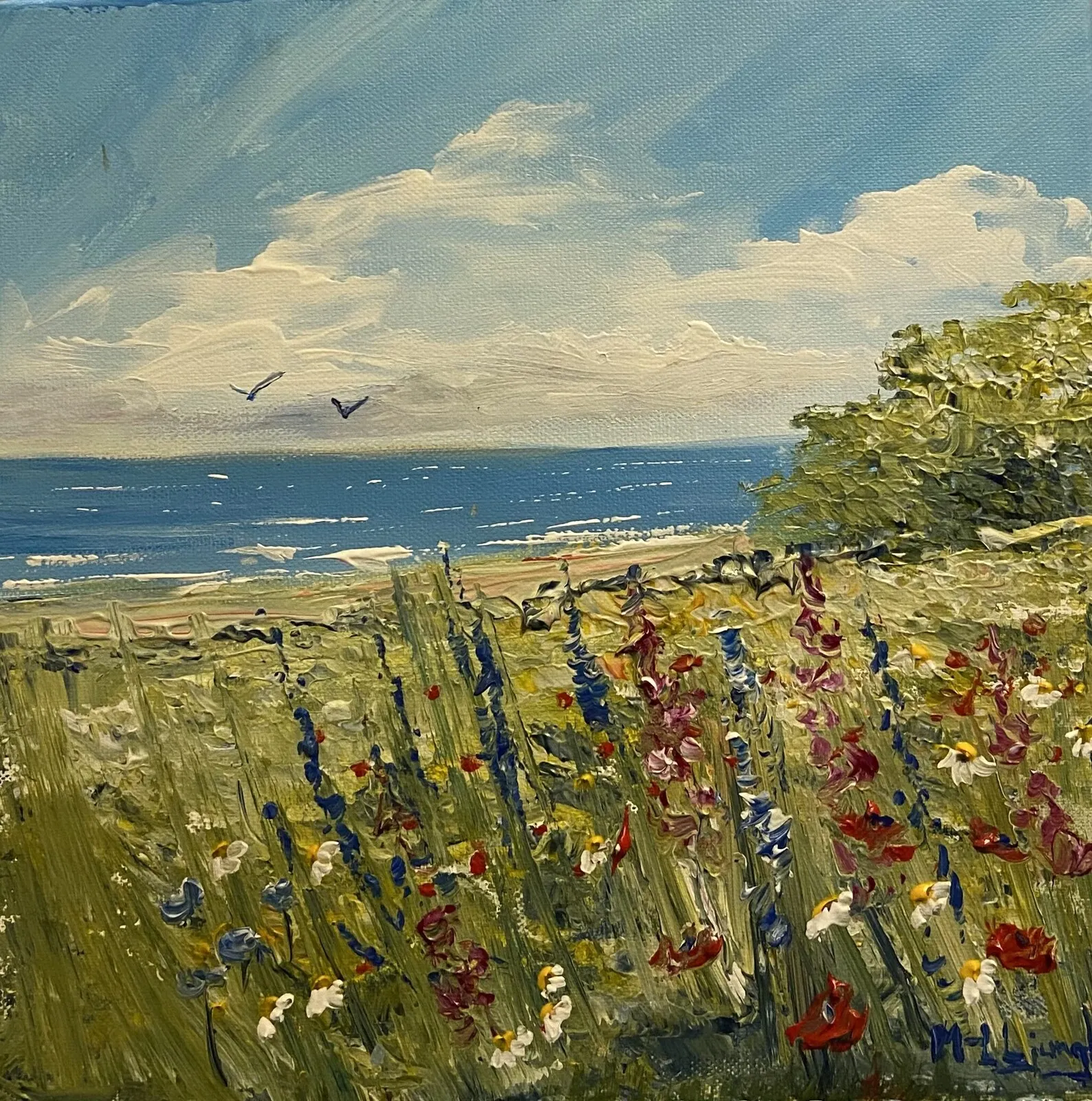 Akrylmålning Liten strandäng av Marie-Louise Ljungberg