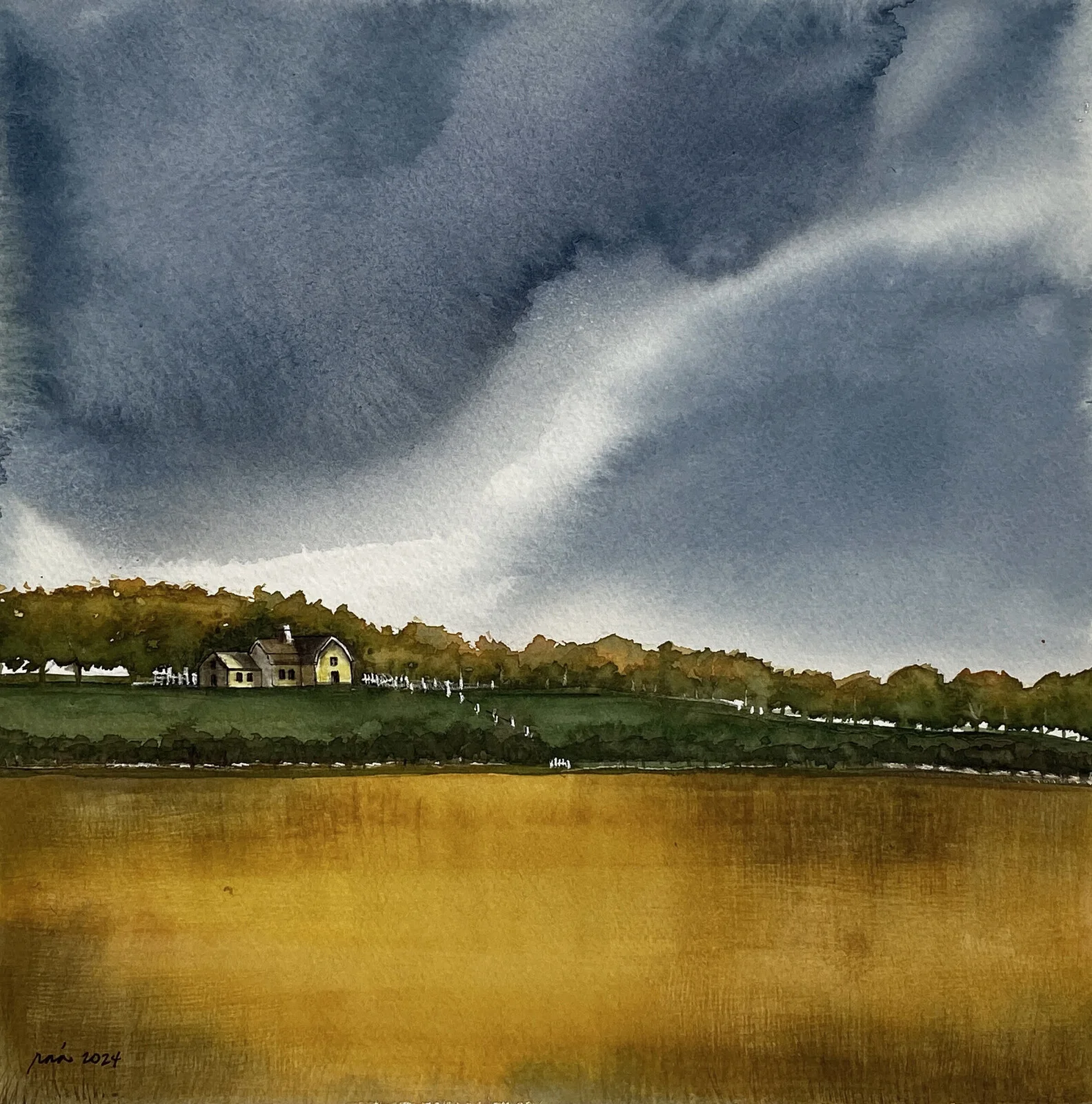 Akvarell Autumn Fields 20 av Rachelle Navarro Åstrand