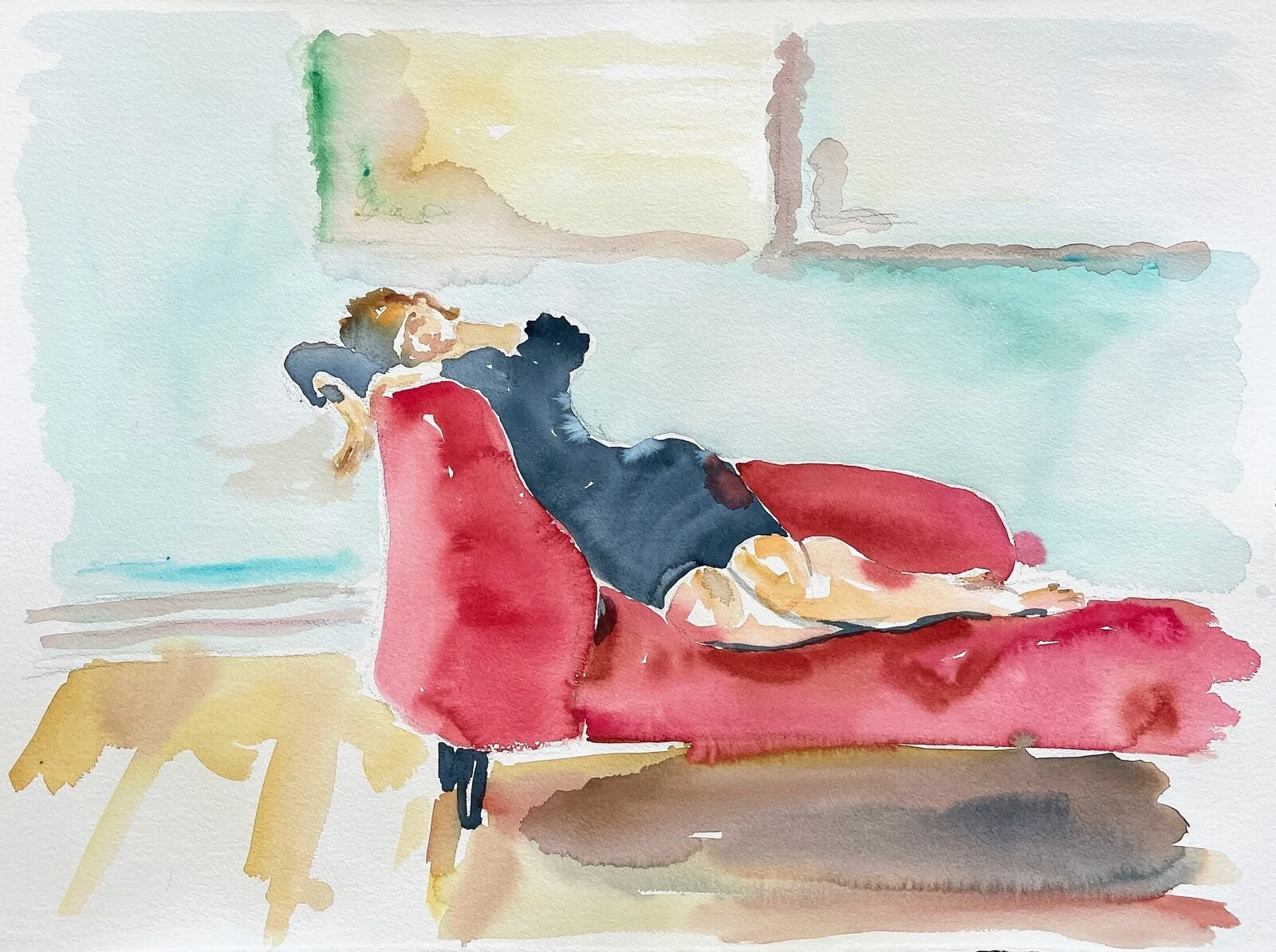 Akvarell Chaise longue av Malin Ask