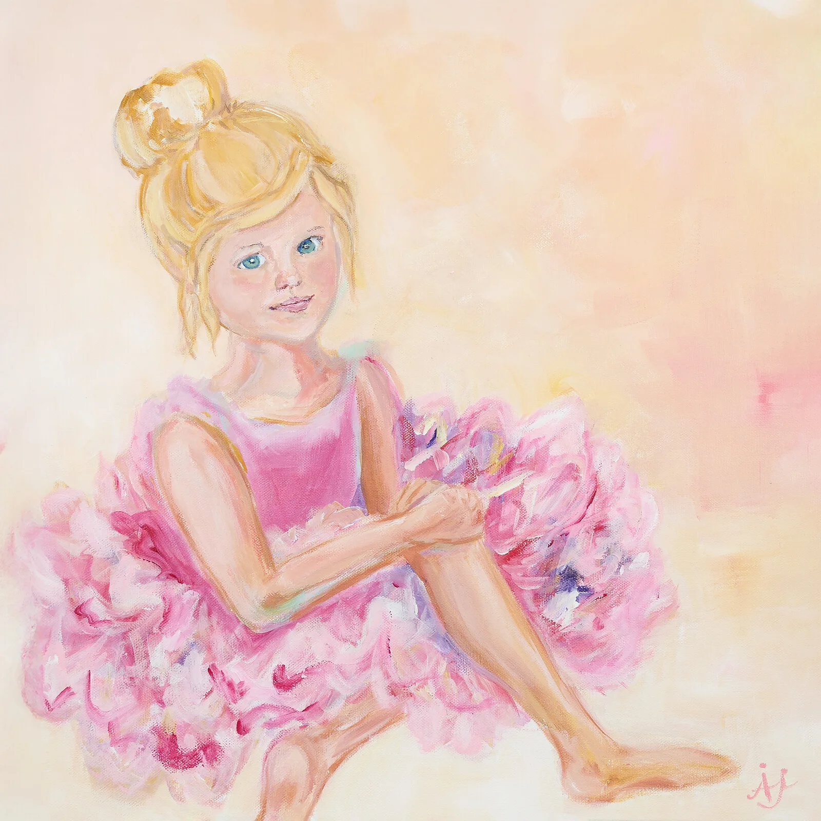 Akrylmålning Pink ballerina girl av Åsa Jäderlund