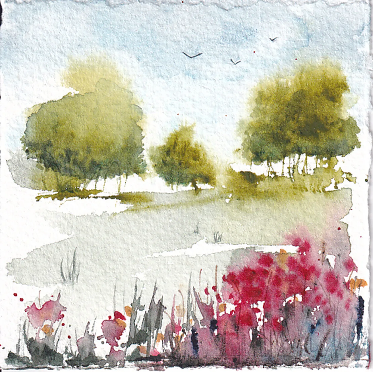 Akvarell Tiny landscapes, nr 37 av Anna-Karin Hallström