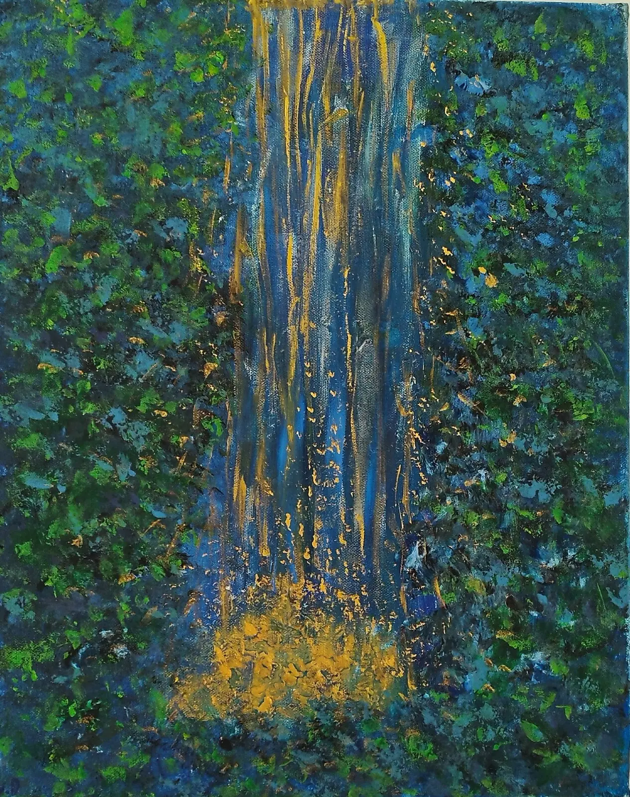 Akrylmålning Golden waterfall av Ivian Dabb