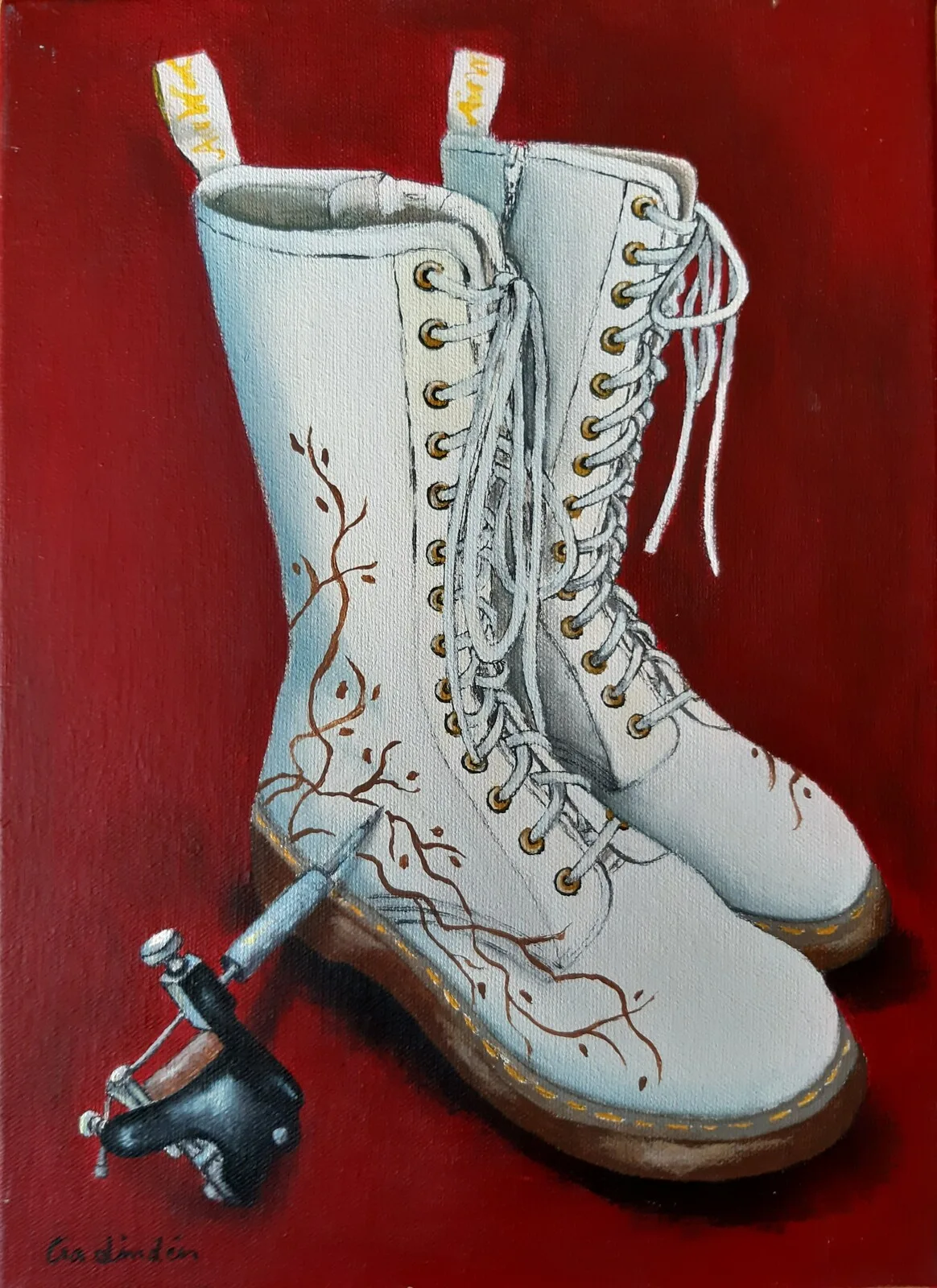 Akrylmålning Adrenaline starts to flow av Cia Lindén