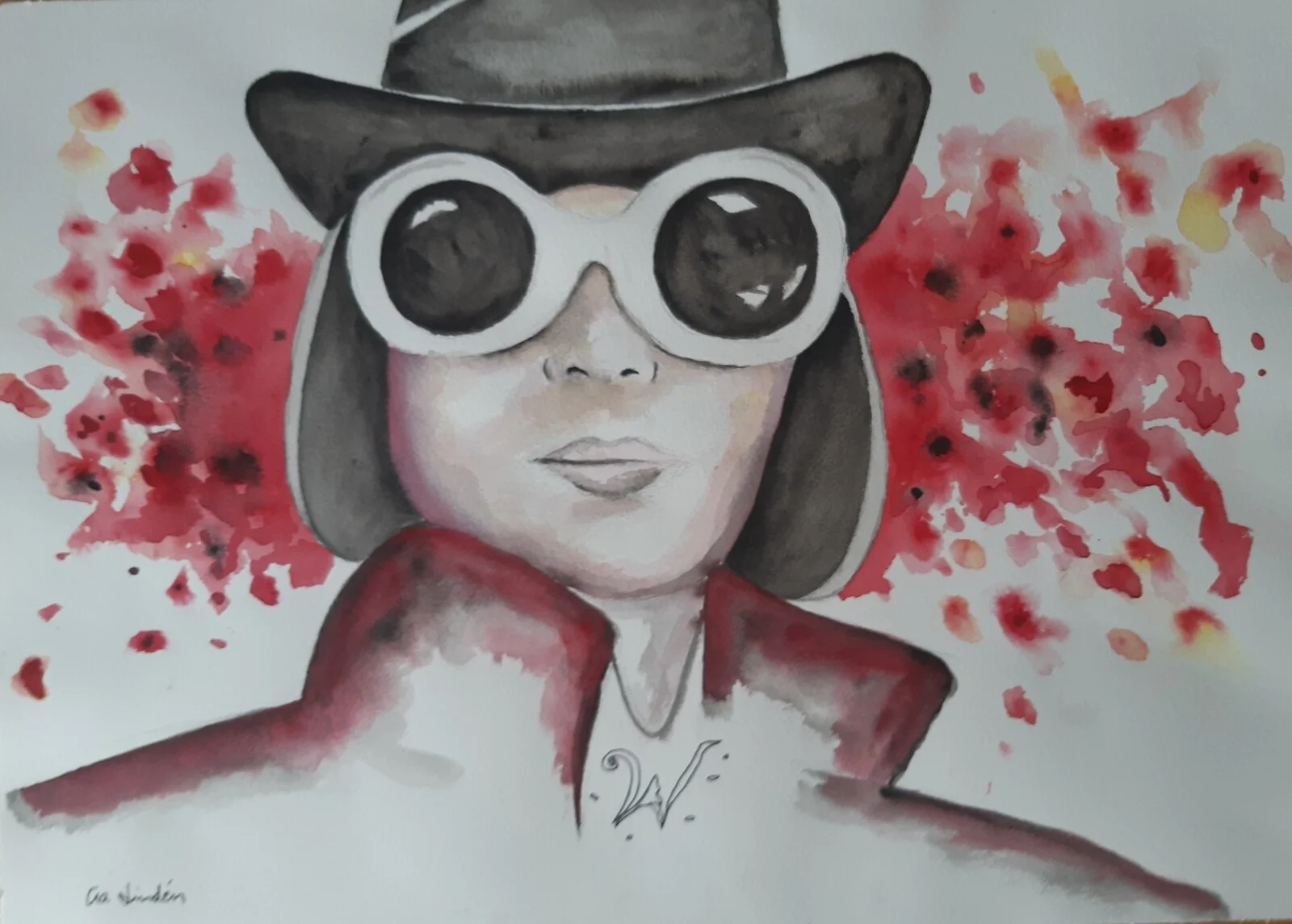 Akvarell Willy Wonka av Cia Lindén