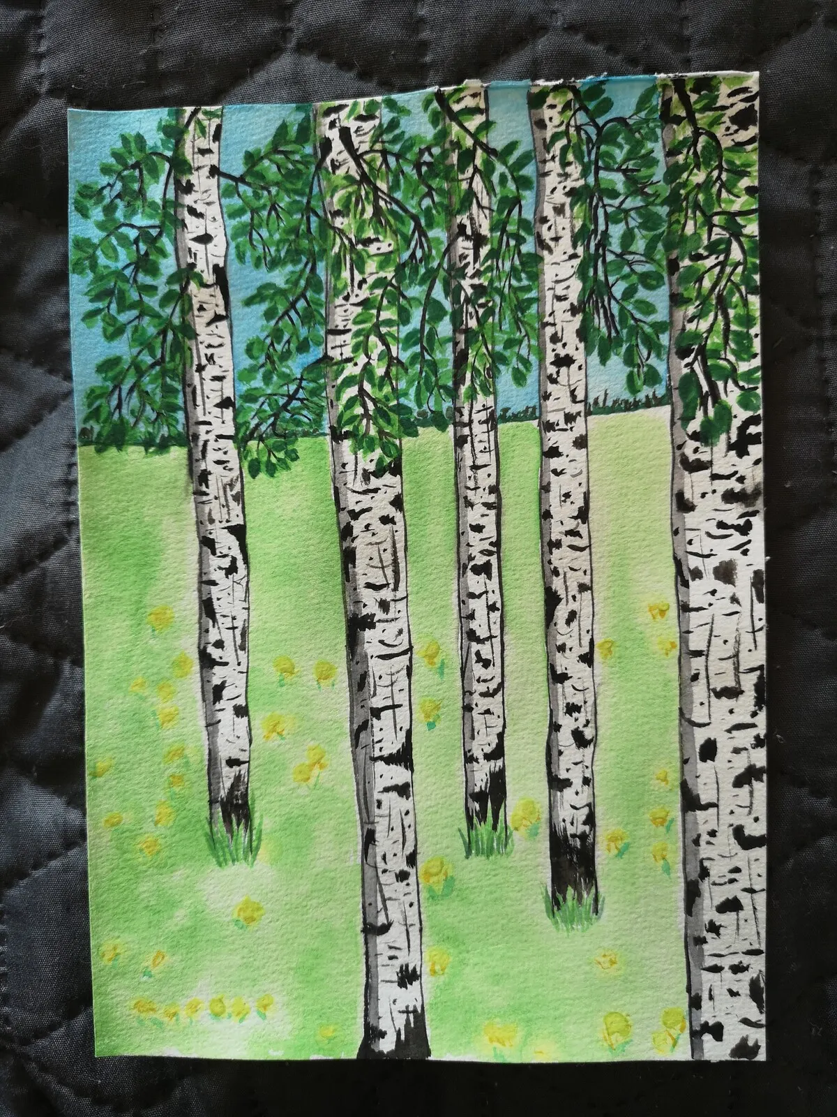 Akvarell Björkdunge av Elisabeth Bäckebo