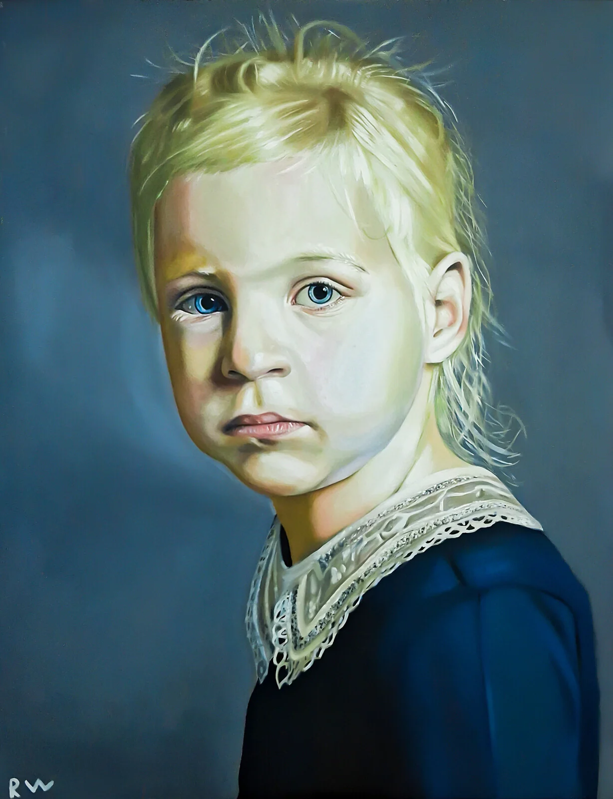 Oljemålning Girl in blue av Robin Wiström