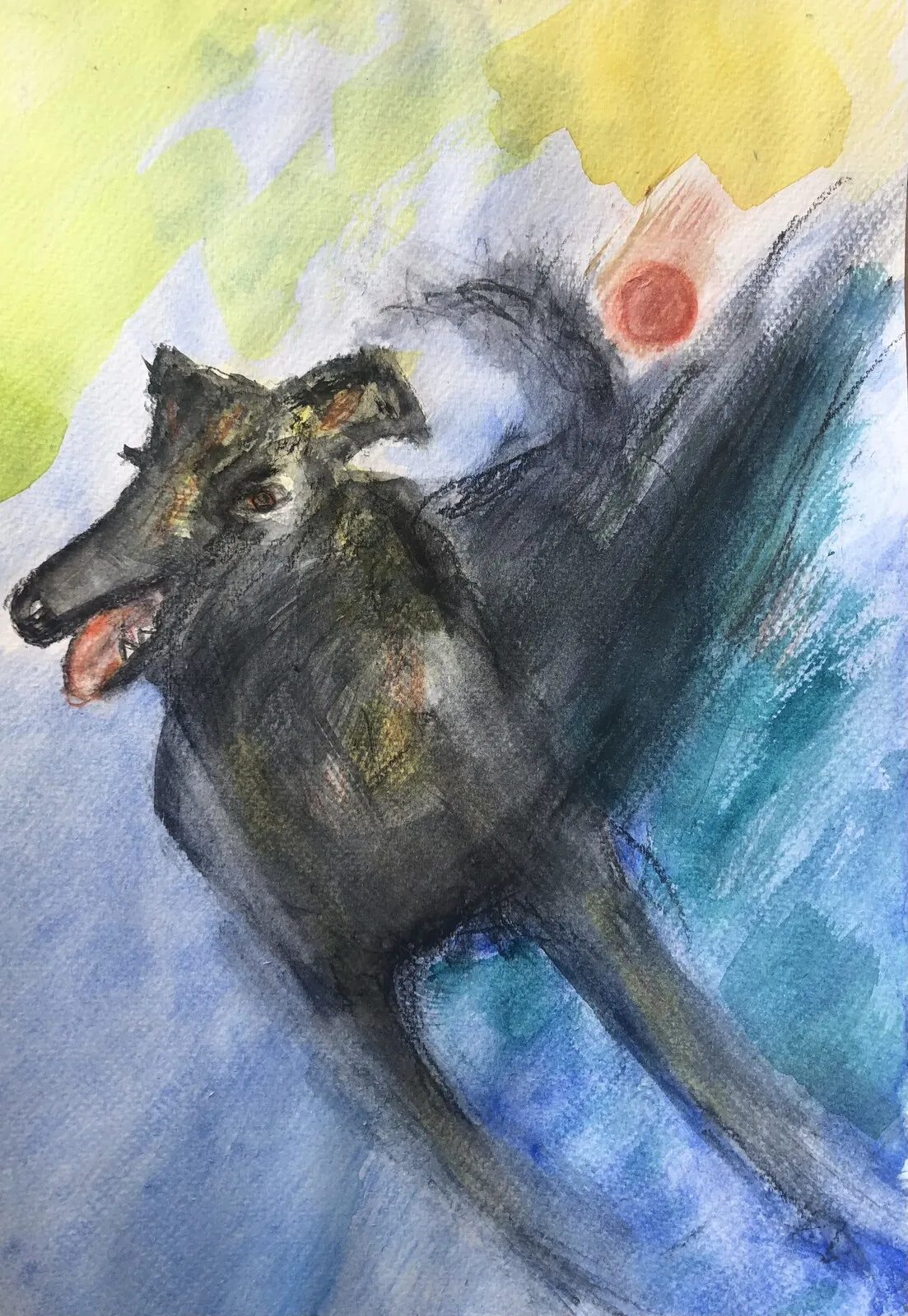 Akvarell Himlahund av Ylva Julén