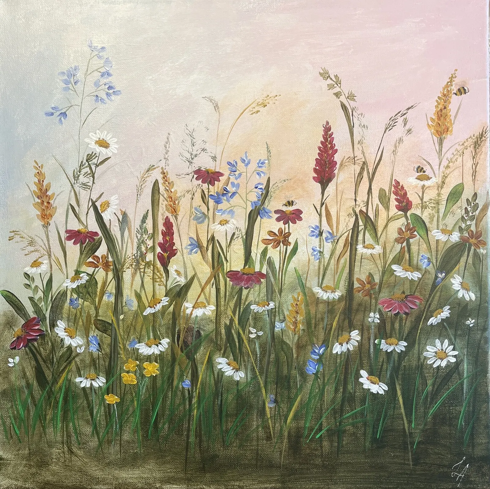 Akrylmålning Sommarsurr av Anette Lindenborg