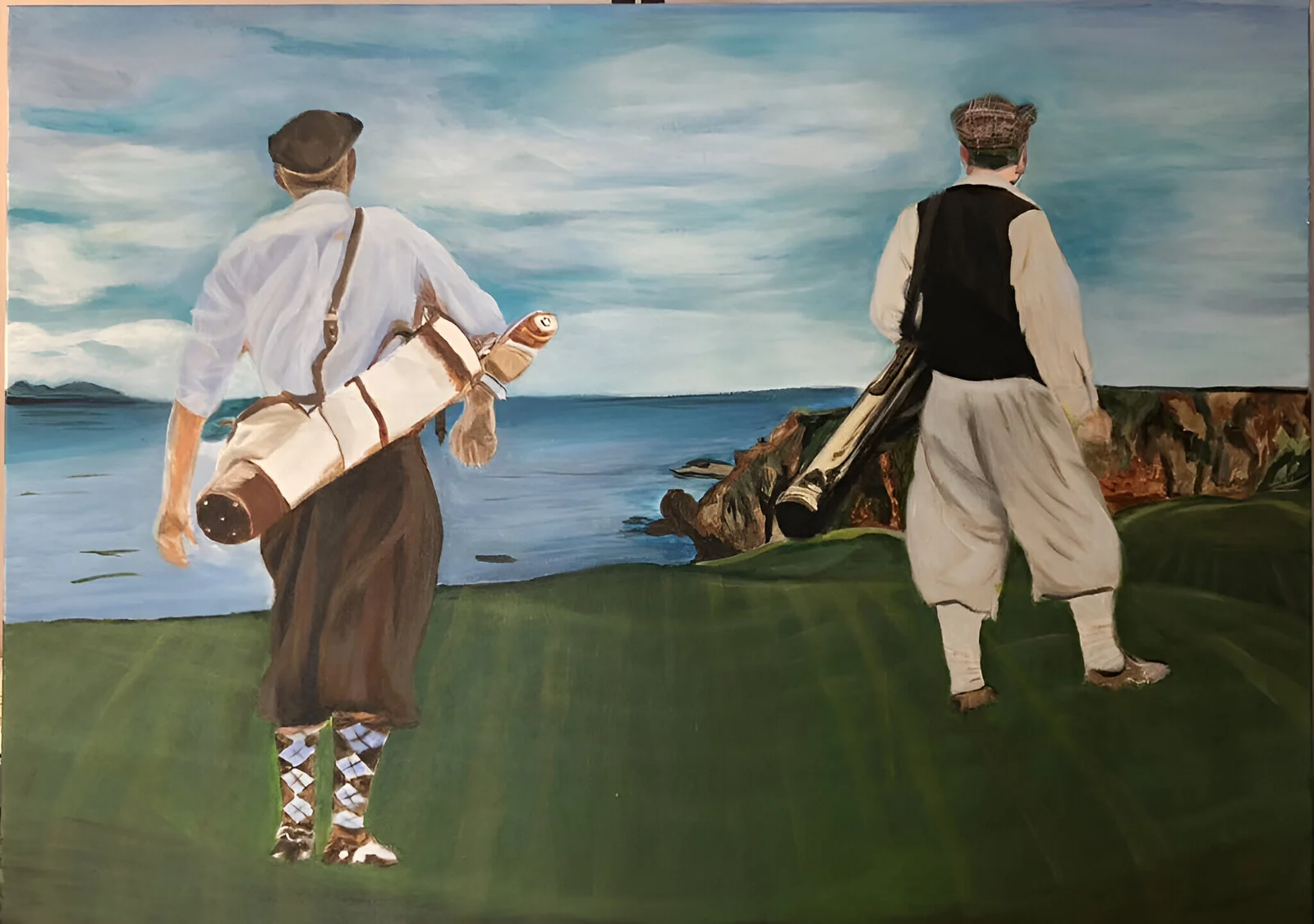 Akrylmålning Golfers av Tarja Elisabet Vulto