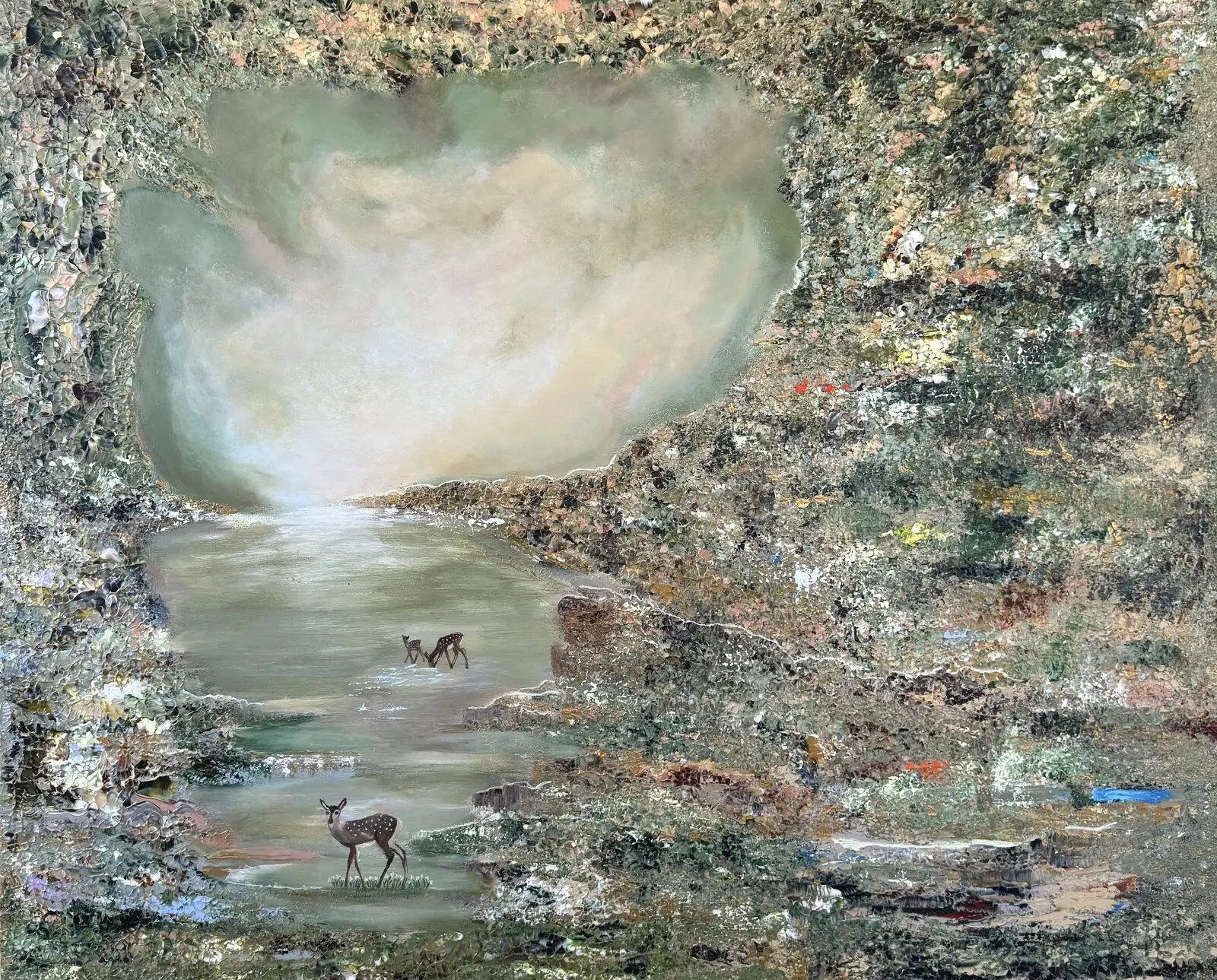 Akrylmålning Tyst reflektion av Csilla Seres