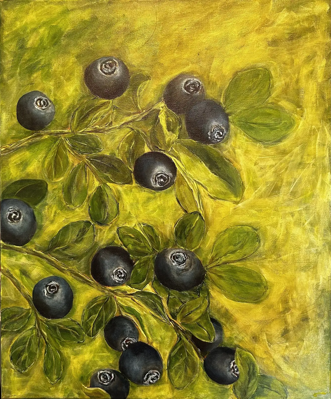 Akrylmålning Blueberry time av Madeleine Gunnarsson