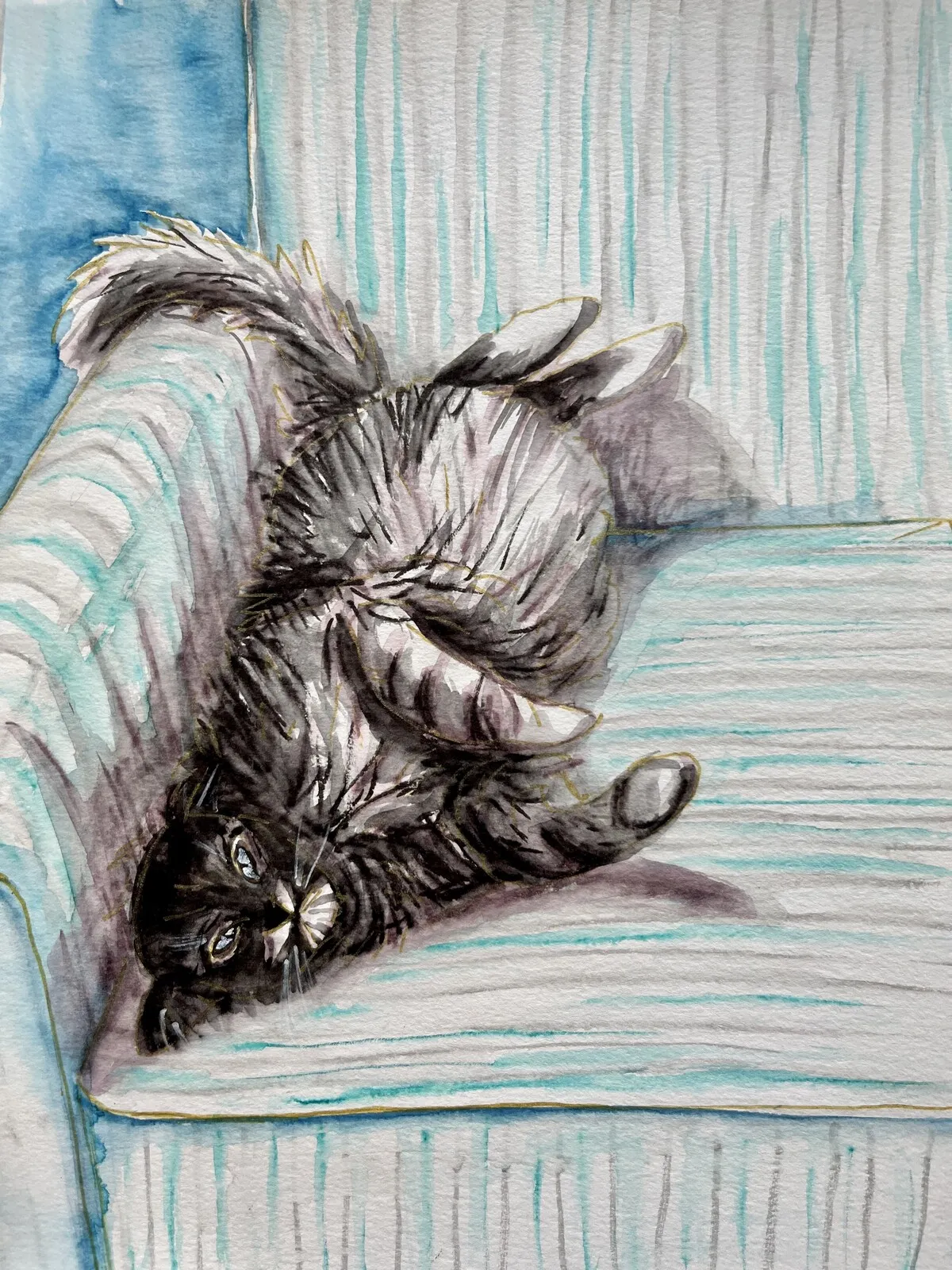 Akvarell Do not disturb av Charlotte Hansson