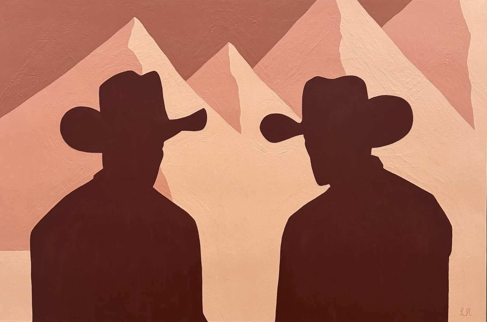 Akrylmålning Två cowboys emellan av Linn Håkansson