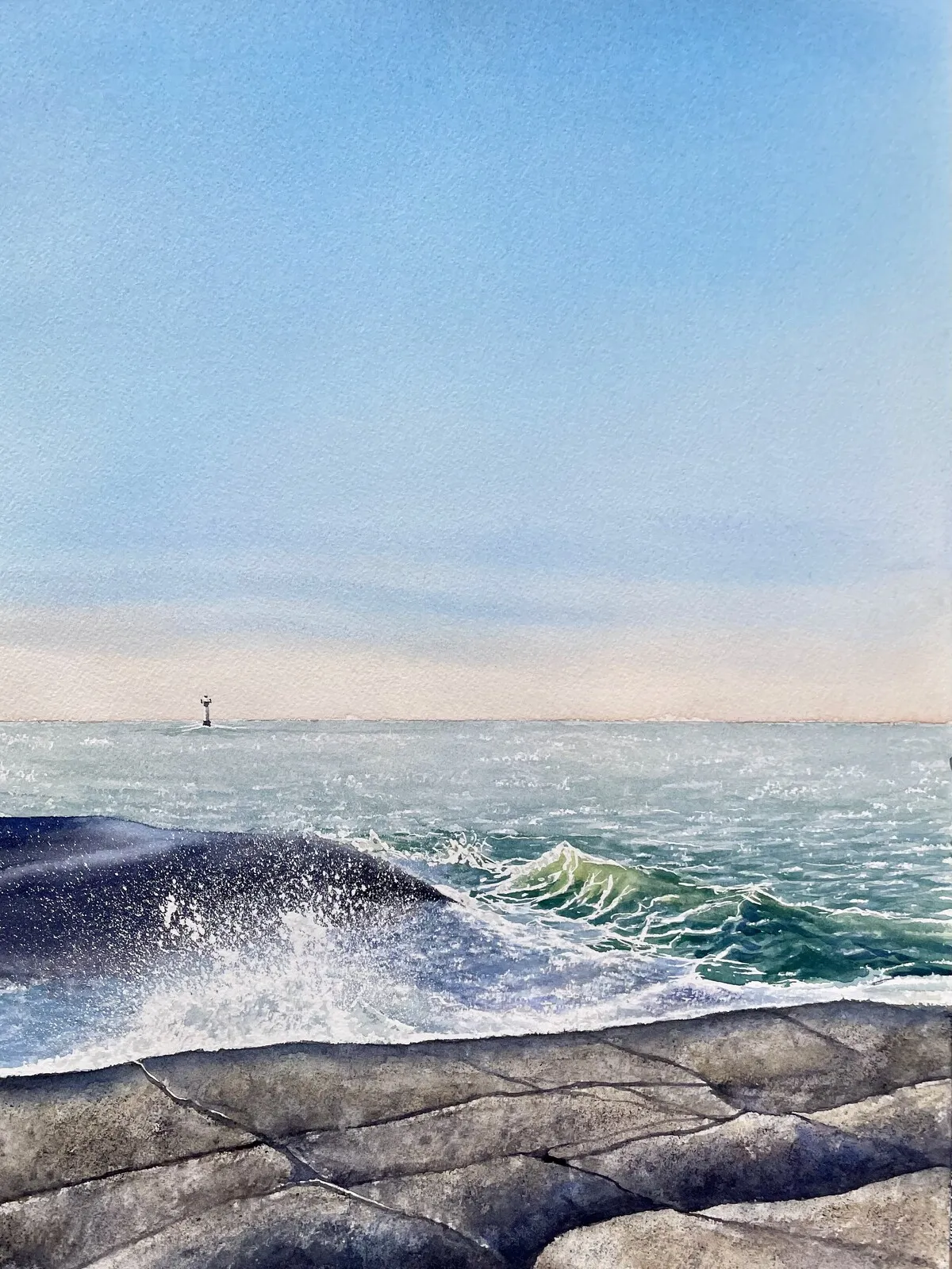 Akvarell Bohusklippor av Jeanette Malmberg