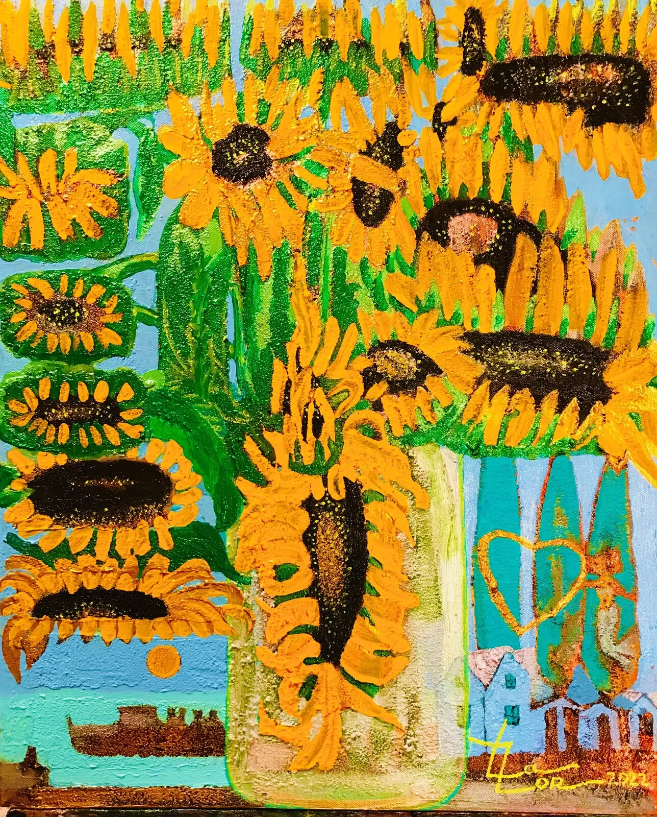 Sleeping in Sunflowers number -1 av Veronica LAZORENKO