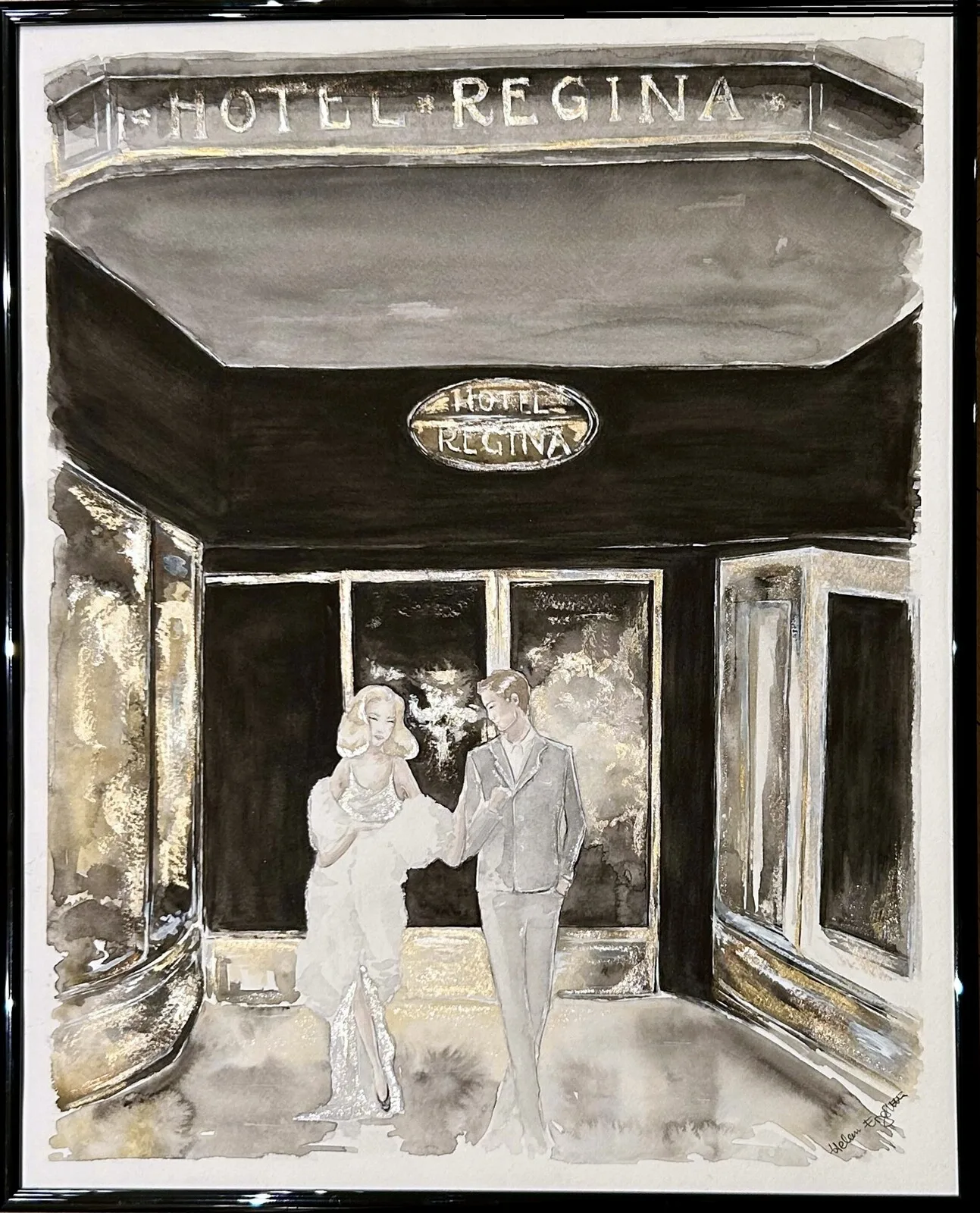 Akvarell Hotel Regina av Helena Engström