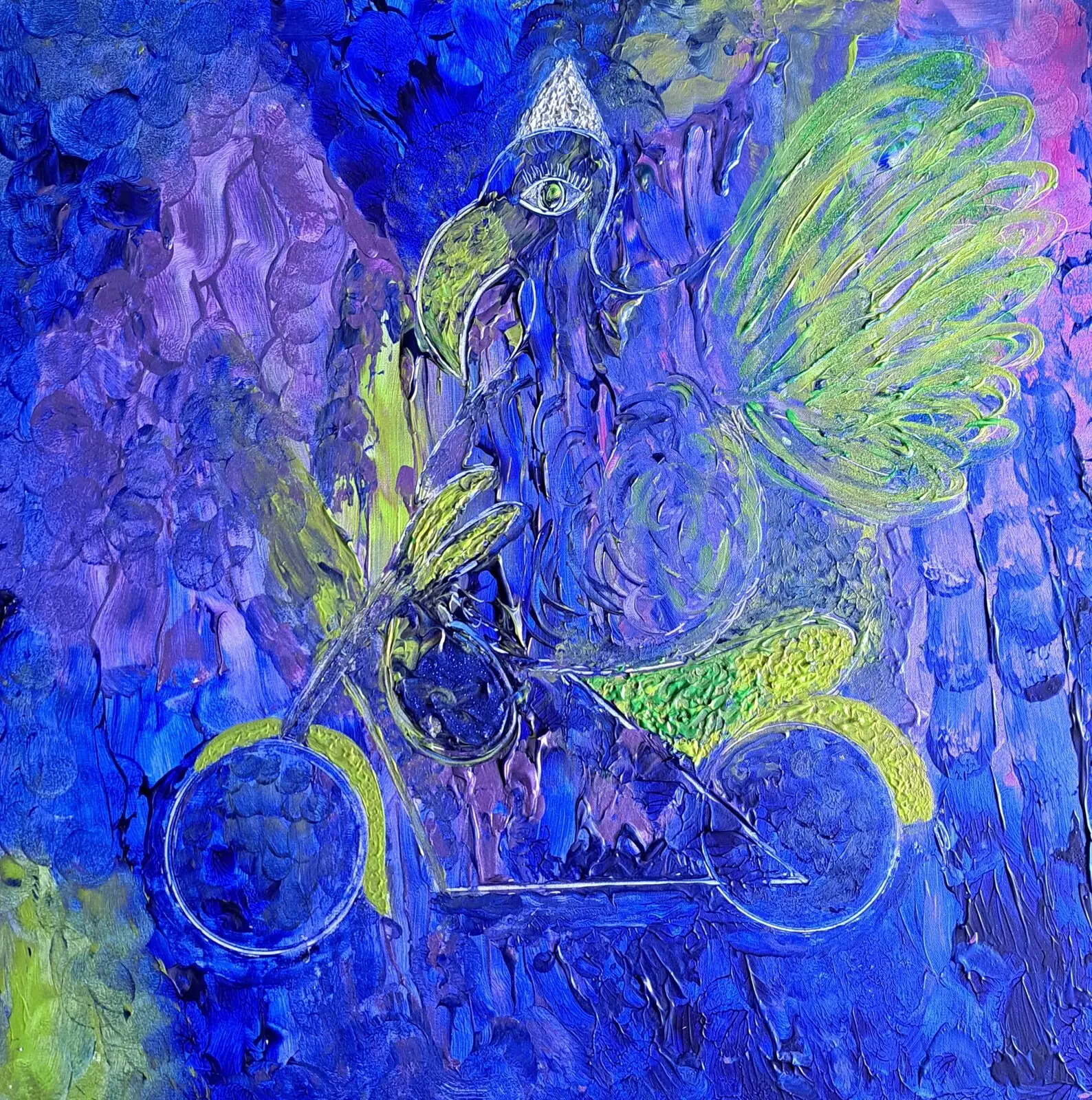 Akrylmålning Hojboy bird av Liselott Ringström