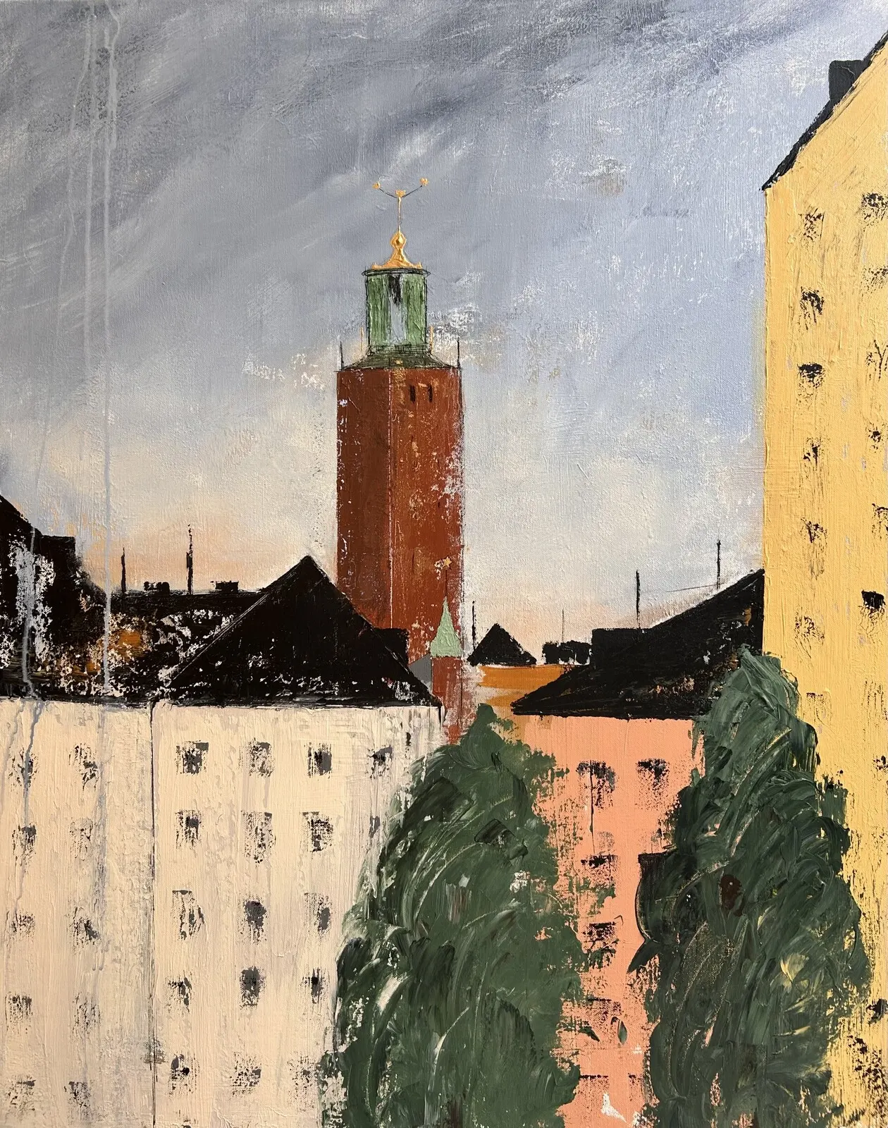 Akrylmålning Hantverkargatan av Ulrica Halling Olsson_art Stockholm