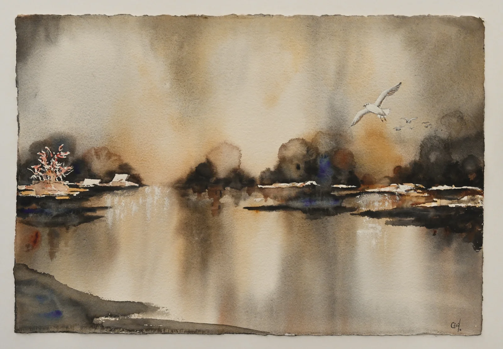 Akvarell Pärlemo, Skärgård av Cécile Hansson