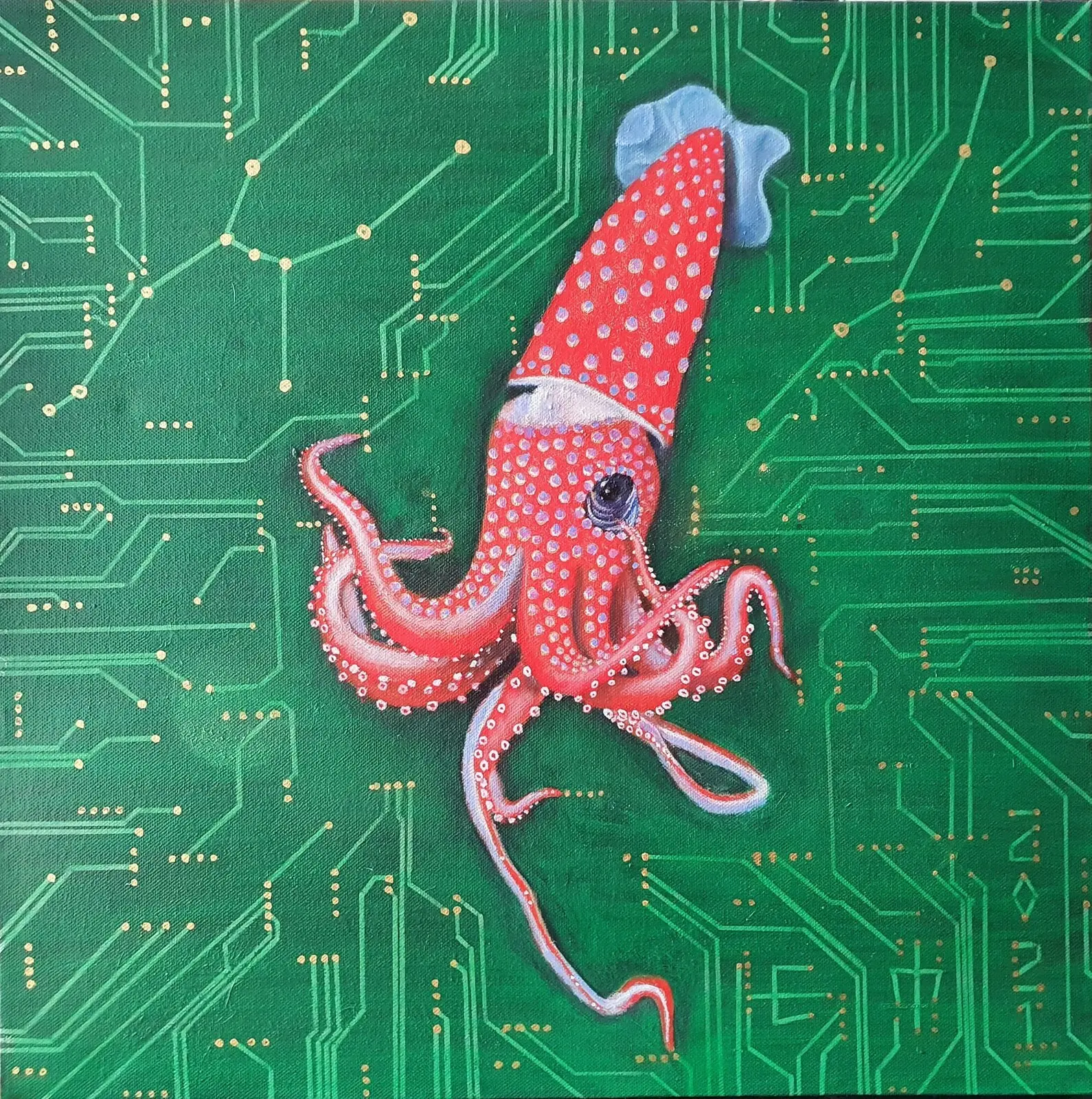 Oljemålning Deep Tech av Erik Marklund