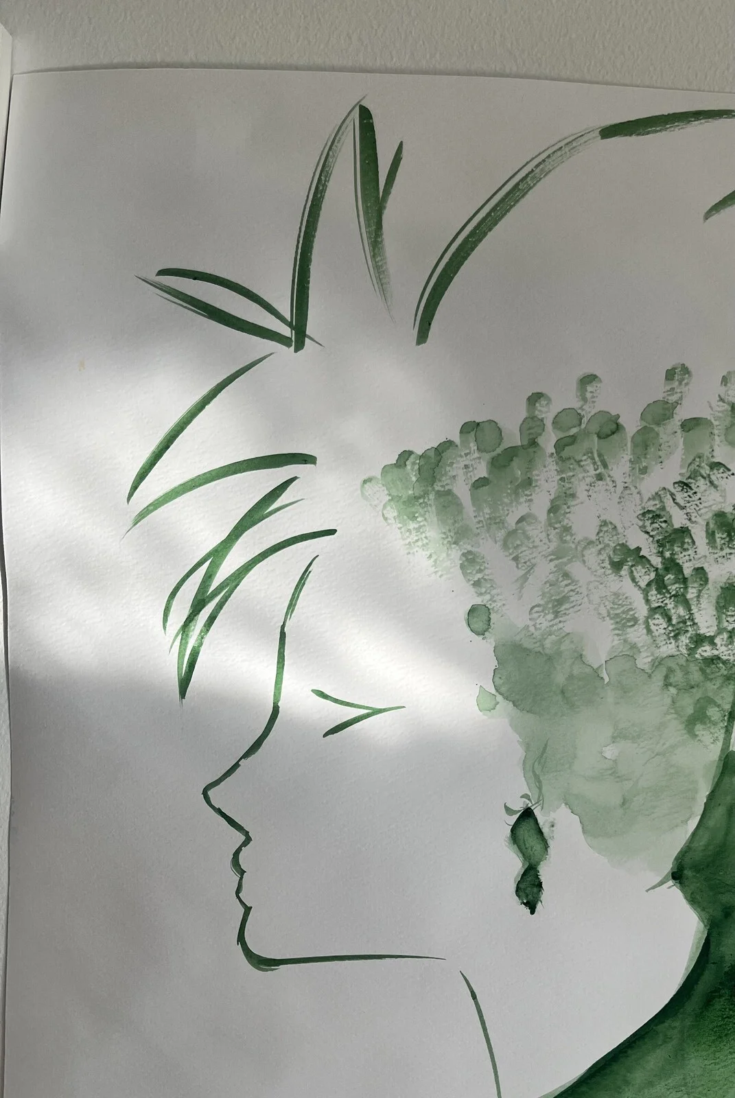 Akvarell Foxy GreenLady av Lilyana Teymur