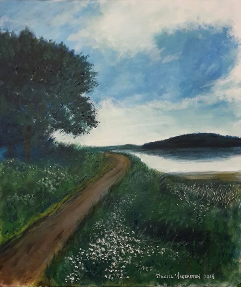 Akrylmålning Strandpromenad Ljungskile av Daniel Wagersten