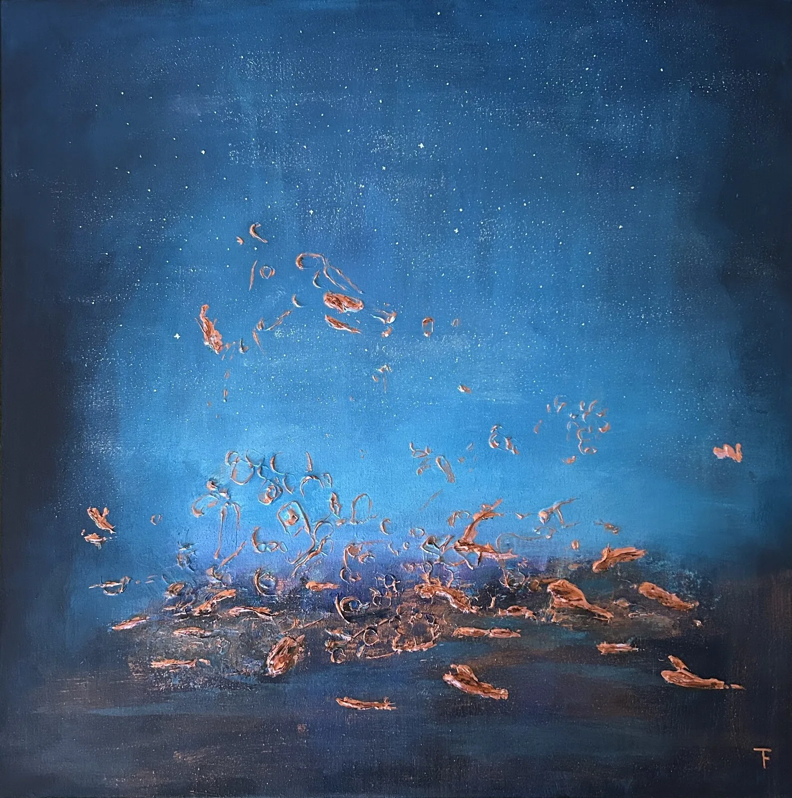 Akrylmålning Magma land av Tina Fornbrandt