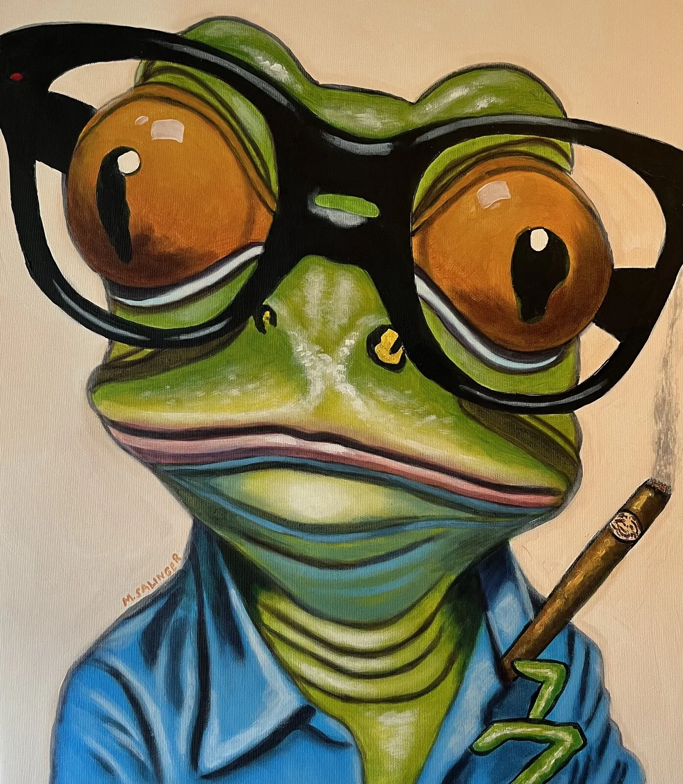 Akrylmålning Mr Frog av Mark Salinger
