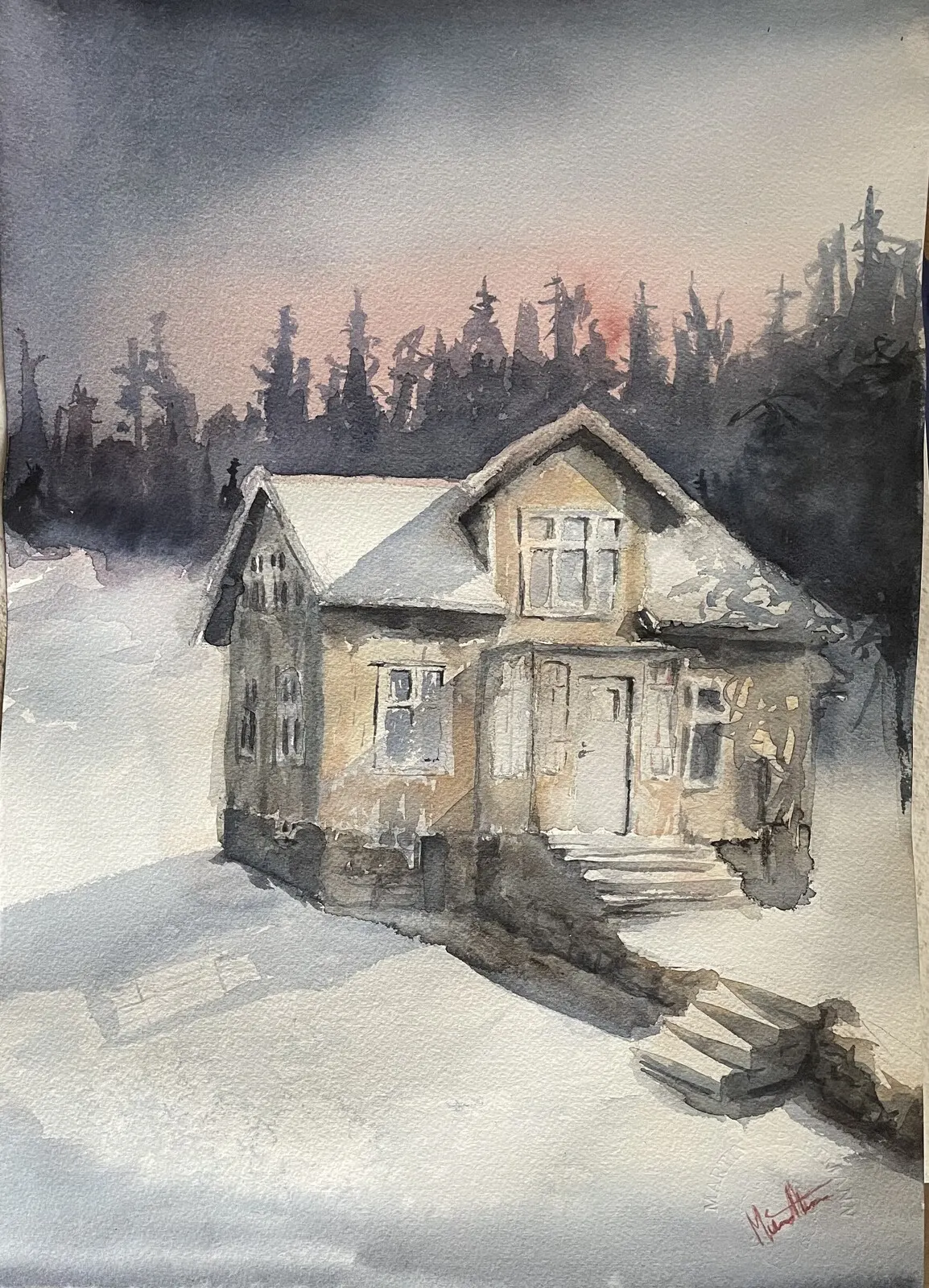 Akvarell Anton & son av Martin Hartmann