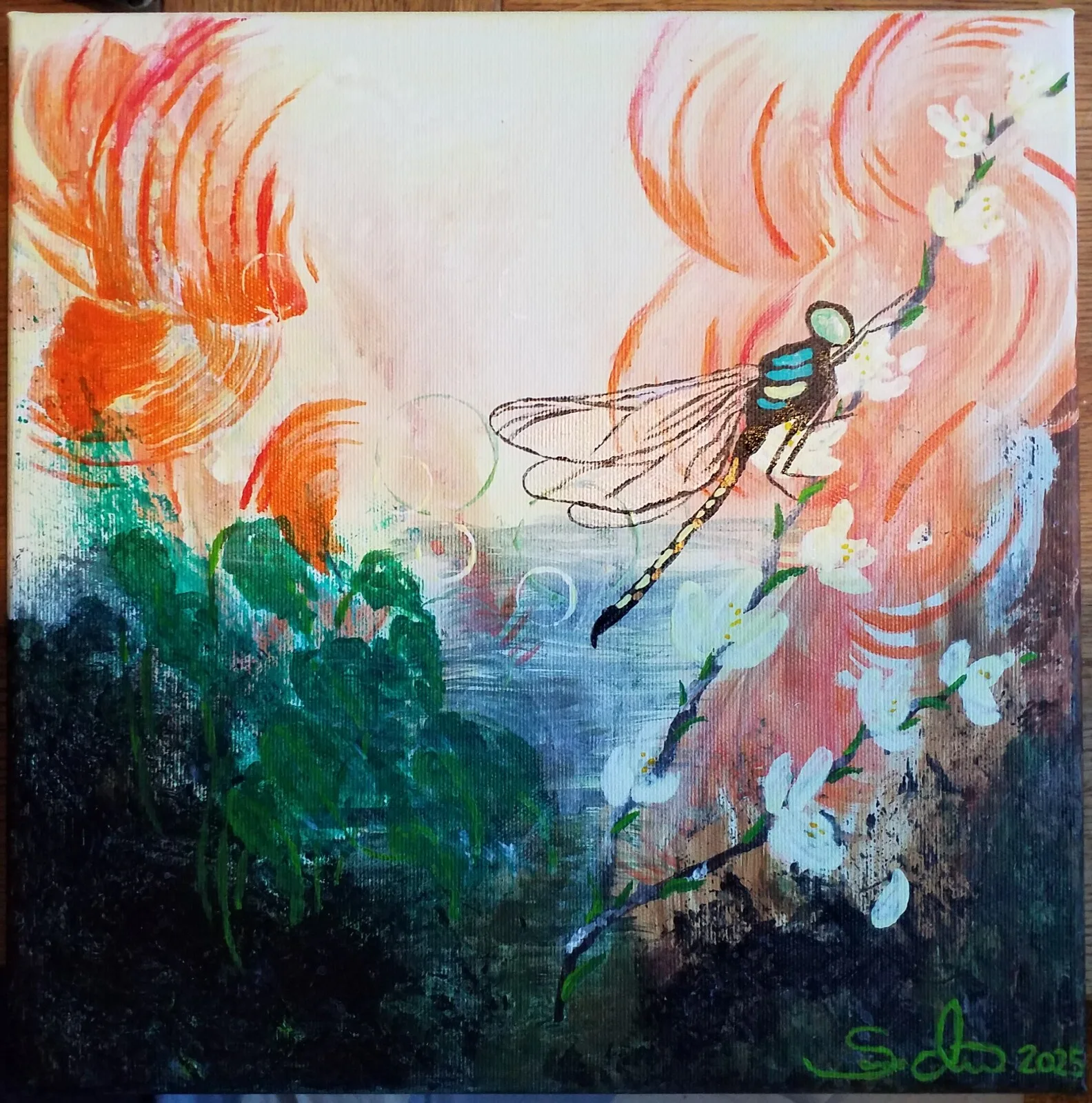 Akrylmålning Morgonslända av Susanna Morath