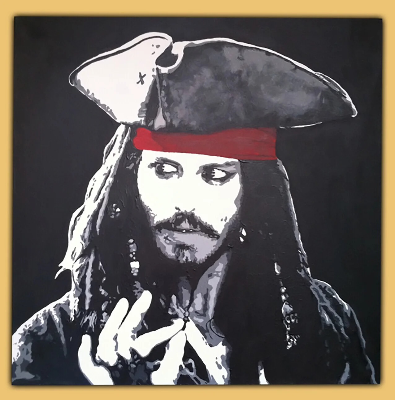 Akrylmålning Jack Sparrow, The Pirates of the Caribbean av Joachim Ljungh Stenström