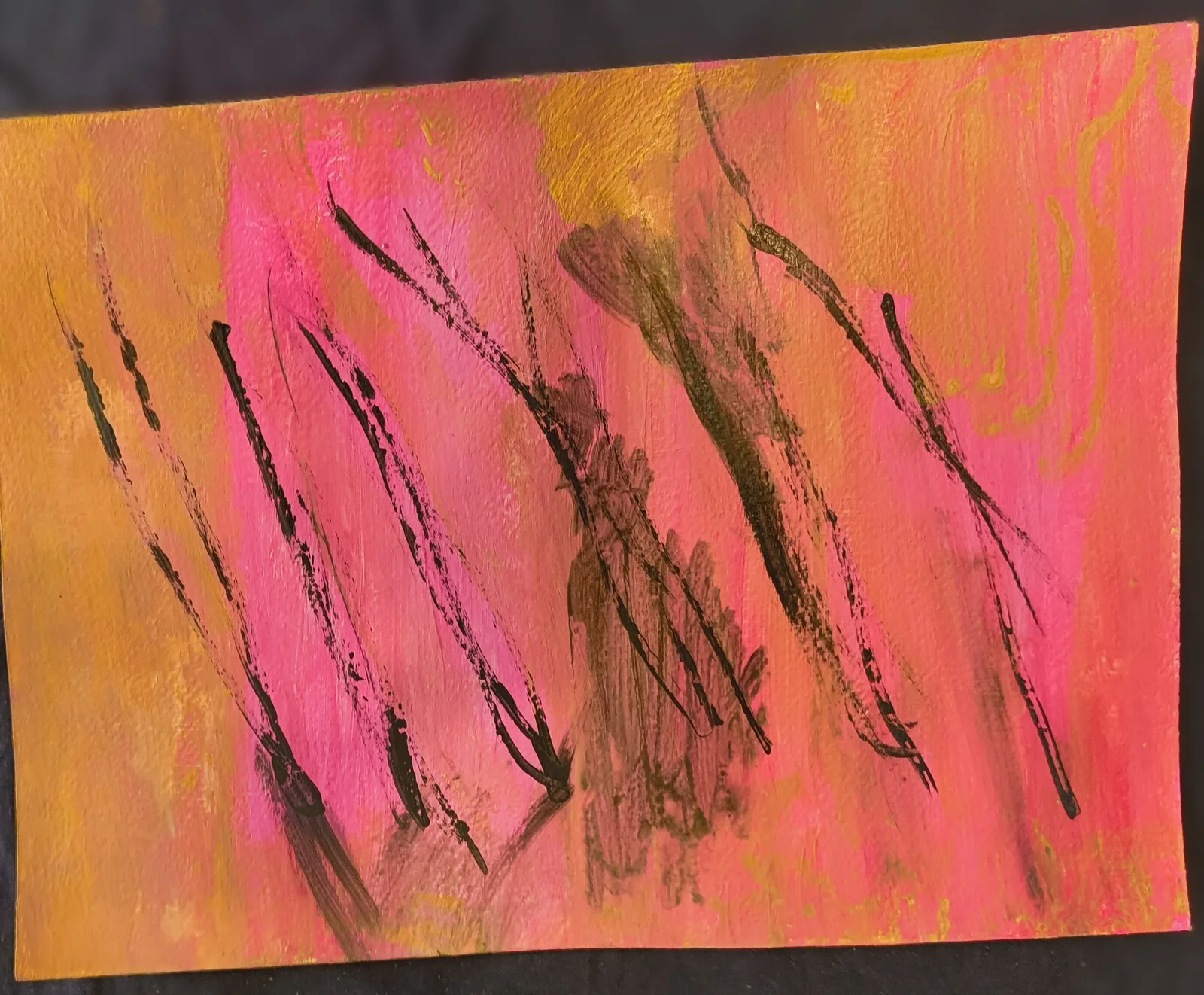 Akrylmålning Pink and orange av Sabina Johansson