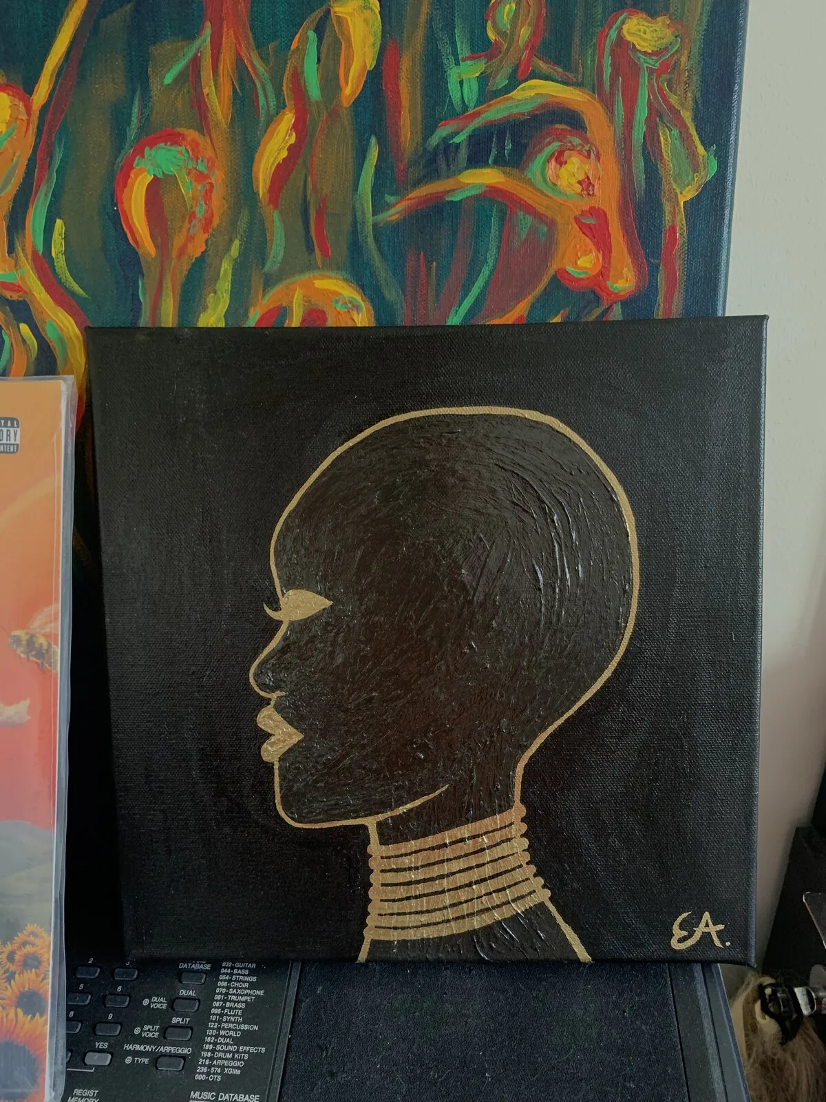 Akrylmålning Powerful in gold av Emma Adehult